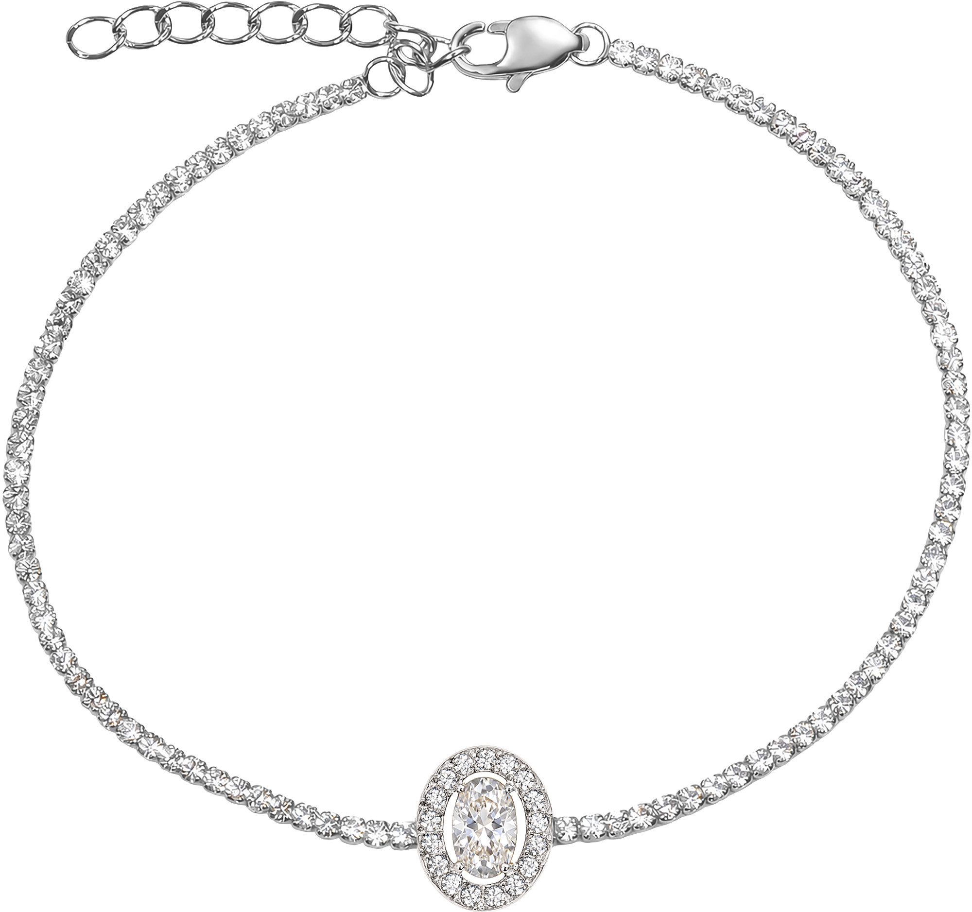 Jacques Lemans Edelstahlarmband Oval, mit Zirkonia (synth)