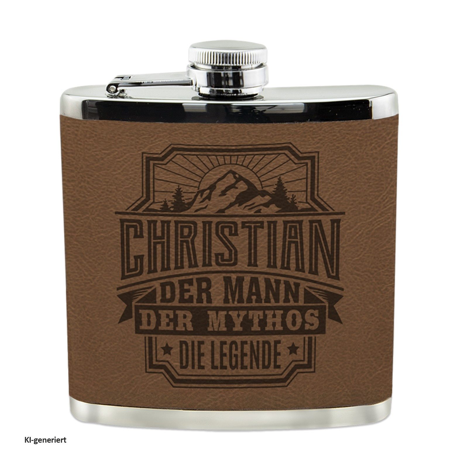 HTI-Living Flachmann Echter Kerl Flachmann Christian, Männer Trinkflasche mit Kunstleder