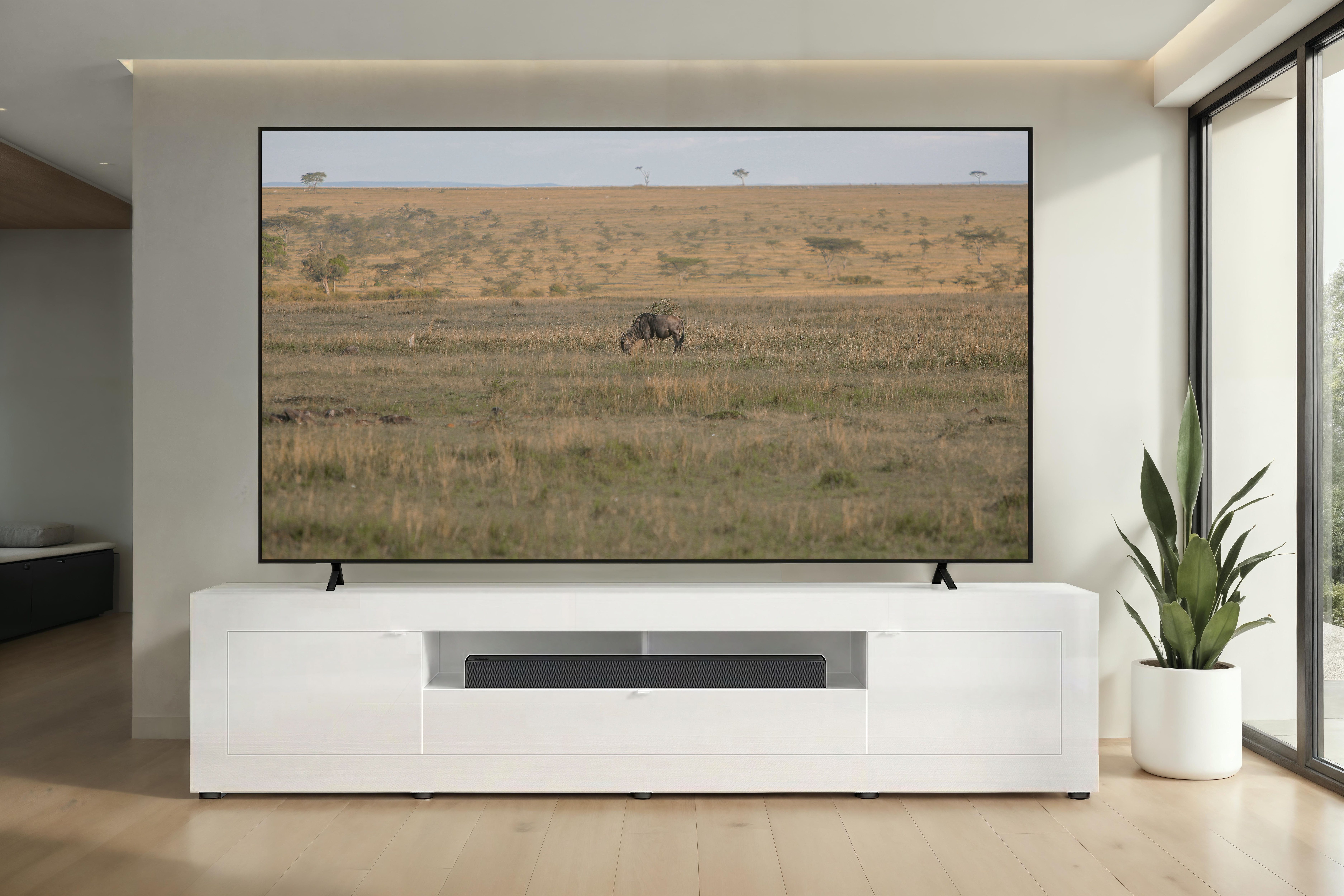 Home affaire Lowboard Basic, 245 cm breit, 47 cm tief, 2 Türen, 1 Schubkasten, Medienboard, Modernes Lowboard für bis zu 98-Zoll-TV – perfekt für die WM