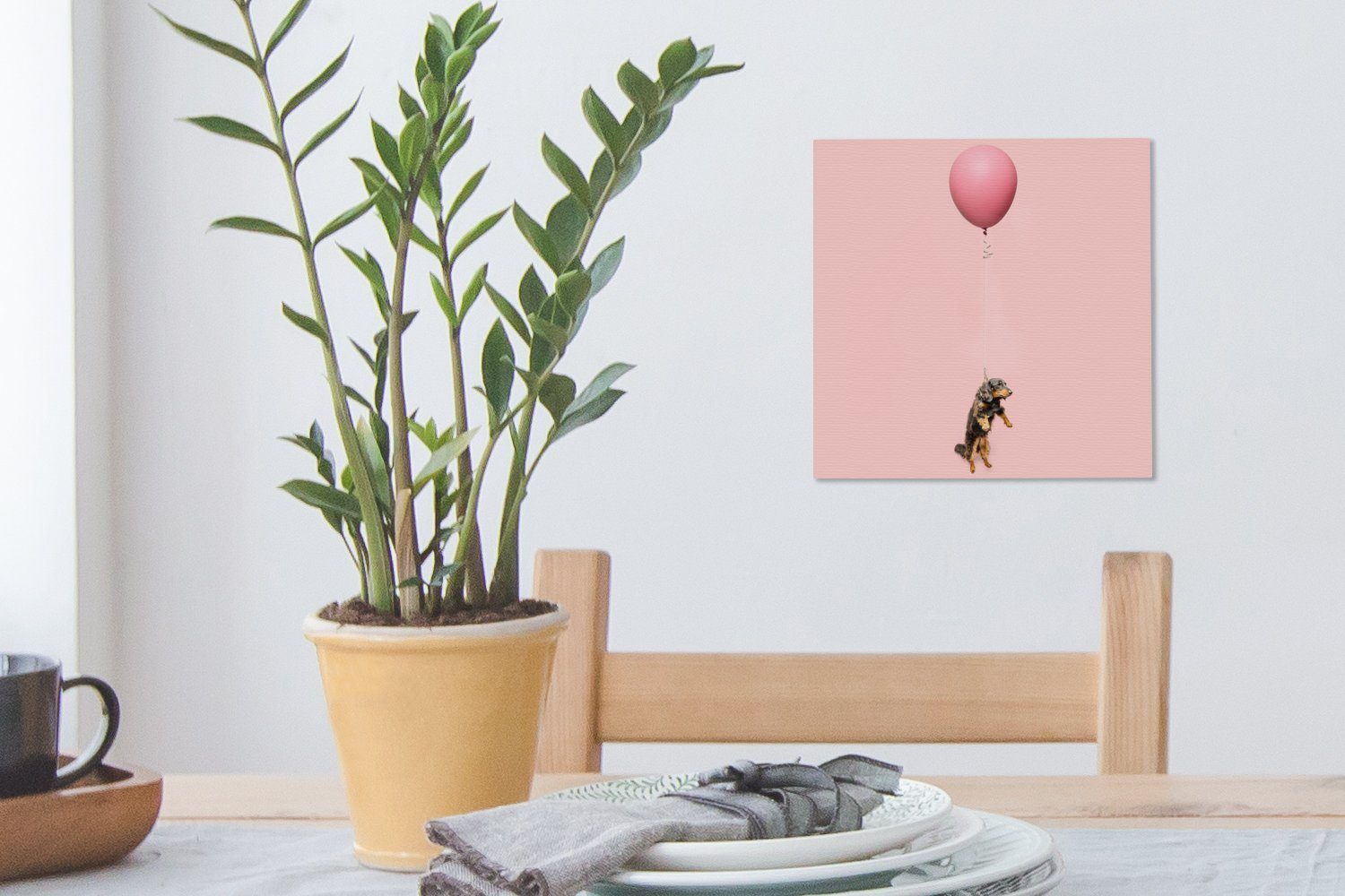 OneMillionCanvasses® Leinwandbild Dackel schwebt durch oben, einen Wohnzimmer nach Ballon St), Leinwand Bilder für Schlafzimmer (1