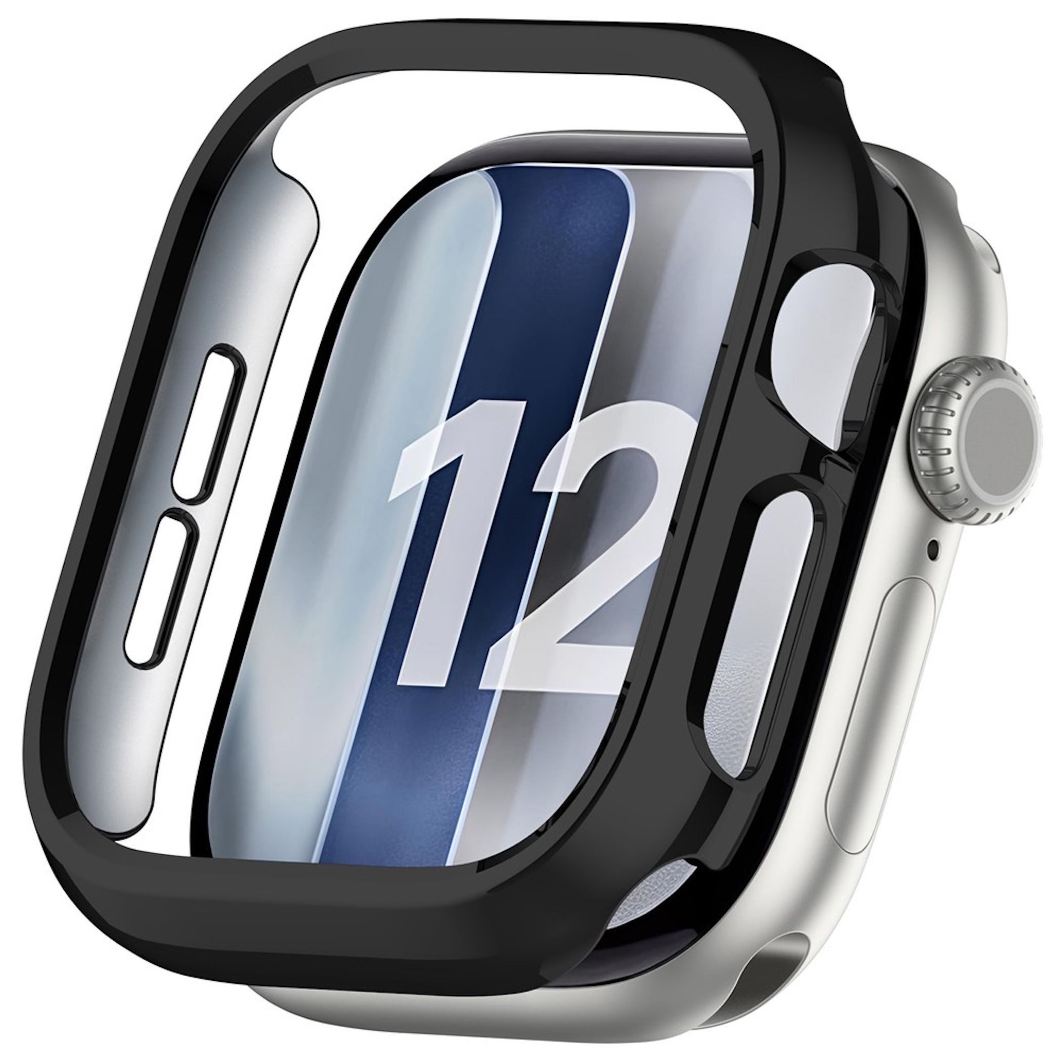 Wigento Smartwatch-Hülle Kunststoff für Apple Watch Series 12 46mm Schutz Halbabdeckung Schwarz, Halbabdeckung, leicht