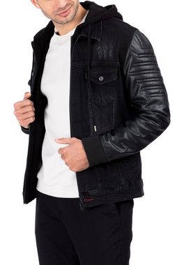 Reslad Jeansjacke Reslad Herren Jeansjacke Denim 2in1 Style Männer Jeans Jacke Übergangs (1-St) Material-Mix Jeans Jacke mit Kapuze