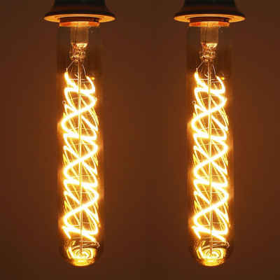 oyajia Flutlichtstrahler 2 Stück T30 Vintage LED-Glühlampe 4 W Retro-Edison-Glühlampe 3000K, LED wechselbar, Warmweiß, 4 W Langes Röhrenförmiges LED Glühlampe, mittlerer E27-Sockel