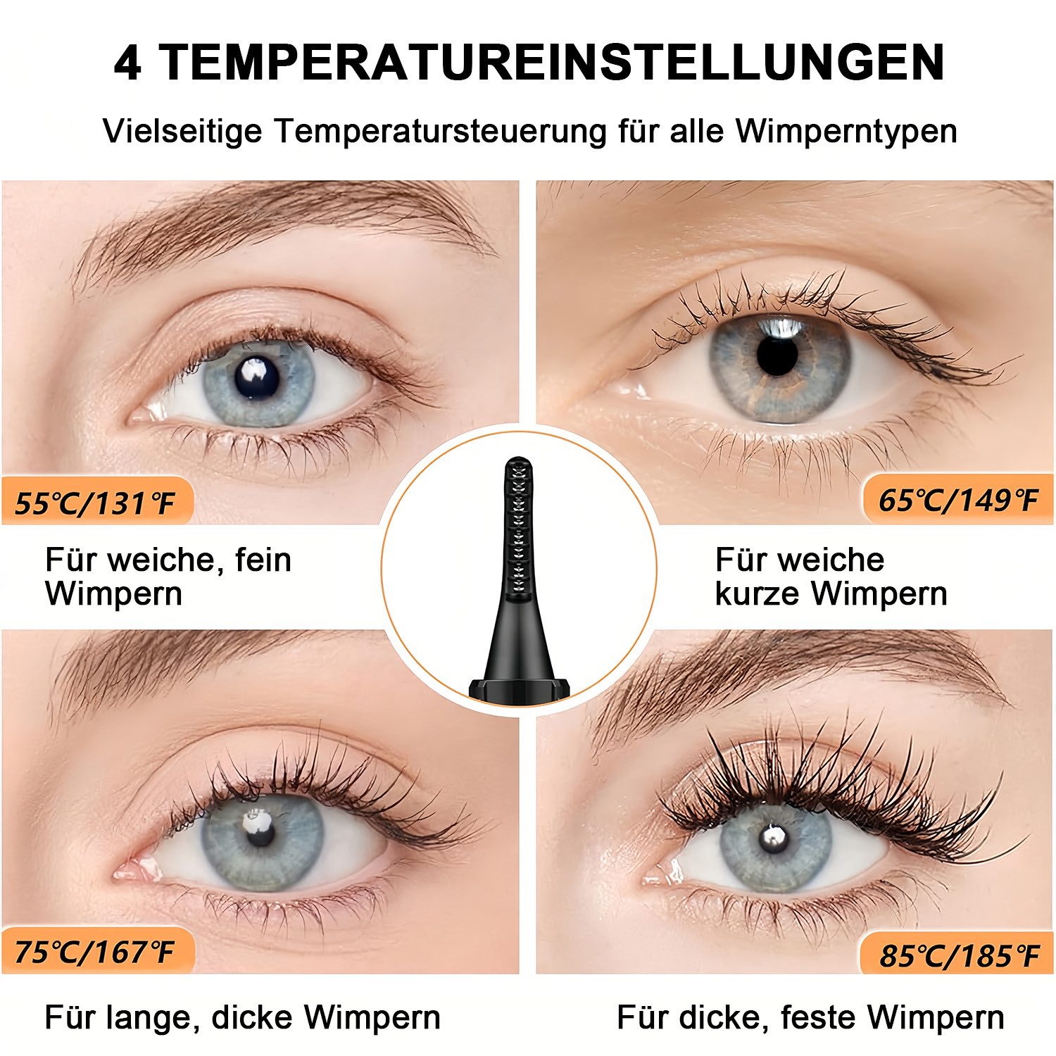 MOPUEA Wimpernzange Elektrischer Beheizbarer Wimpernformer Wimpernzange mit LED Display, 1-tlg., Heiz Wimperncurler 4 Temperaturstufen für langanhaltenden Schwung