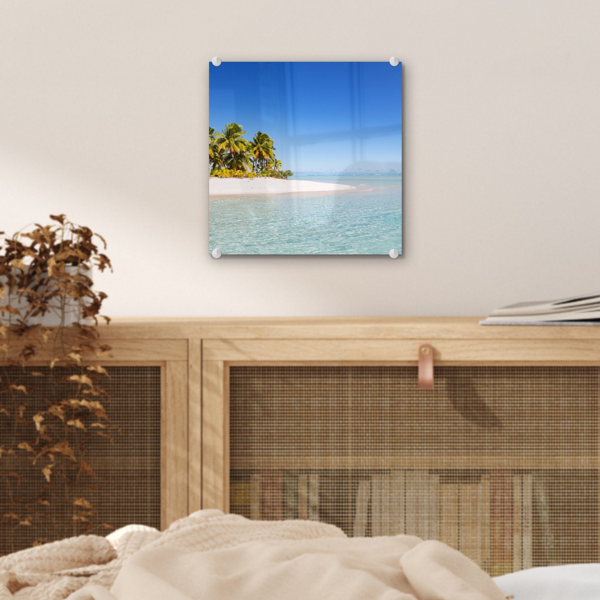 Palme, - Foto - MuchoWow auf - Acrylglasbild Wandbild Meer Glas Glasbilder Wanddekoration auf St), (1 Bilder - Insel Glas -