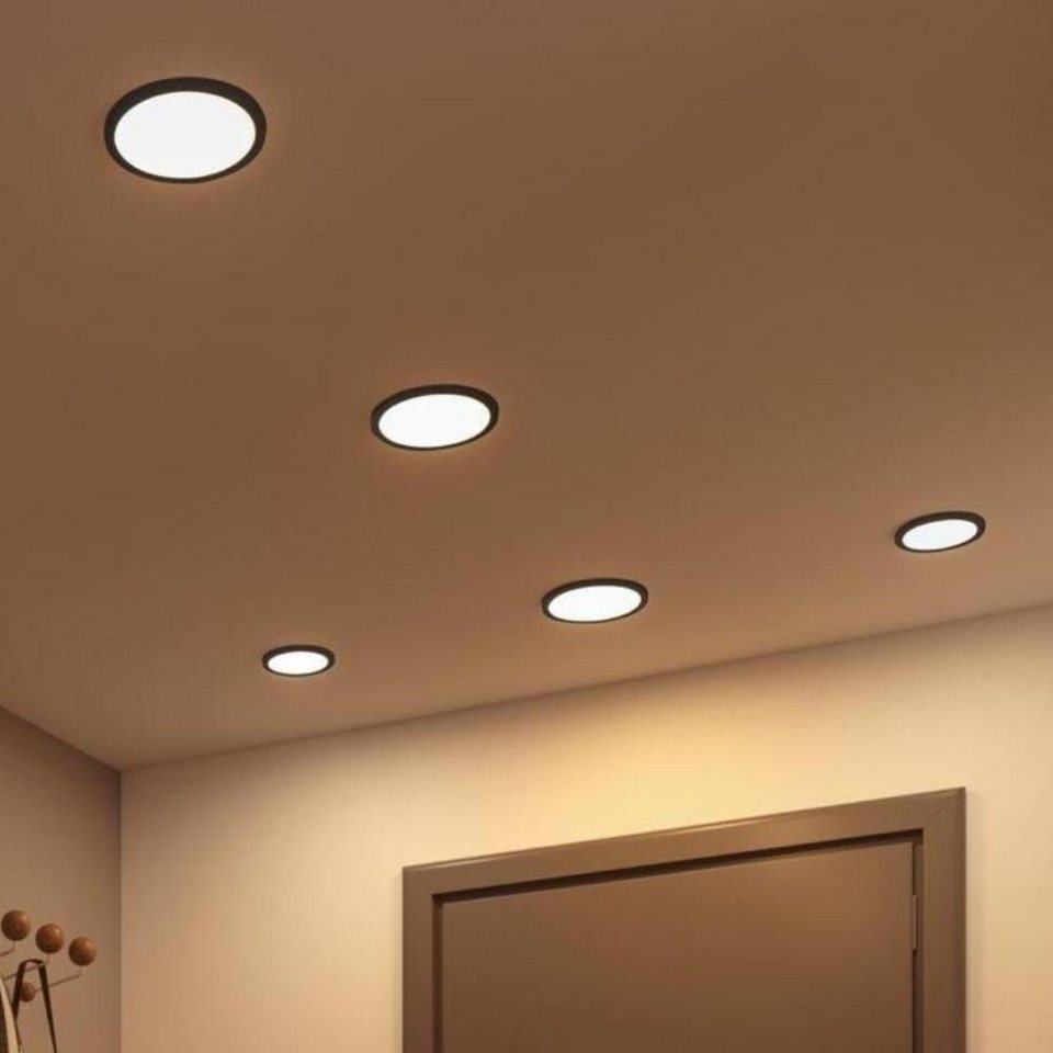 Paulmann LED Einbauleuchte LED Einbaupanel Areo Varifit dimmbar in Schwarz  15W 1300lm IP44 3000K, keine Angabe, Leuchtmittel enthalten: Ja, fest  verbaut, LED, warmweiss, Einbaustrahler, Einbauleuchte