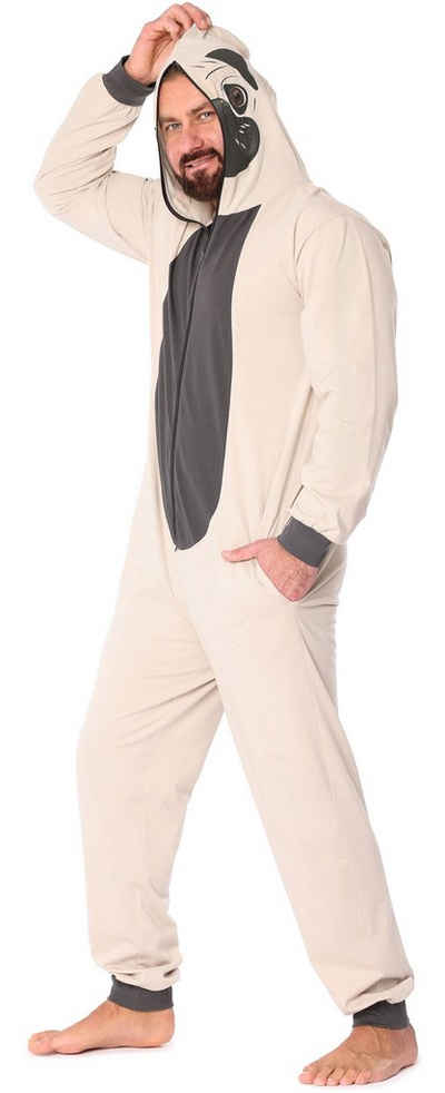 Ladeheid Schlafanzug Herren Schlafoverall aus Baumwolle Jumpsuit mit Kapuze LA40-235 ohne