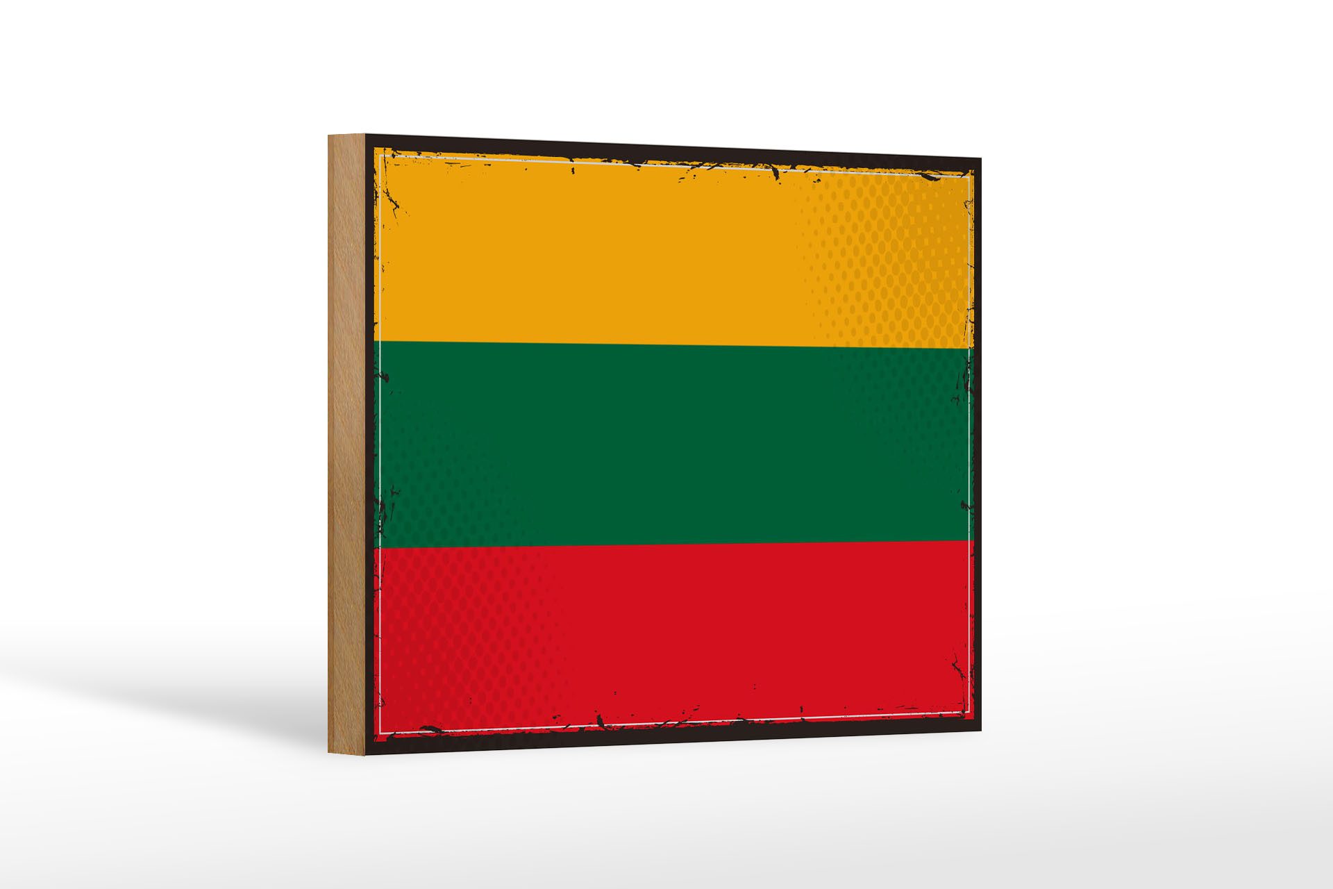 Femer GmbH Holzbild Flagge Litauens 18x12cm Retro Flag of Lithuania, Flaggen (1 St), Glatte Holzfaserplatte (MDF), vorn beschichtet