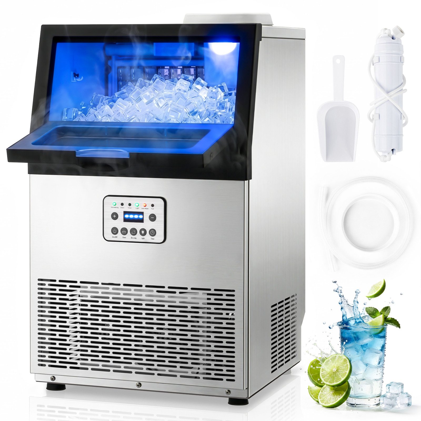 LALAHO Eismaschine Gewerbliche Eiswürfelmaschine, 32 kg/24 Std