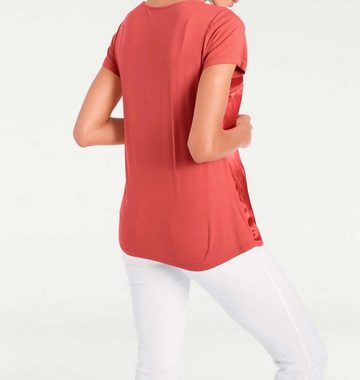 PATRIZIA DINI by heine V-Shirt Patrizia Dini Damen Designer-Shirt mit Seide und Kette, rot