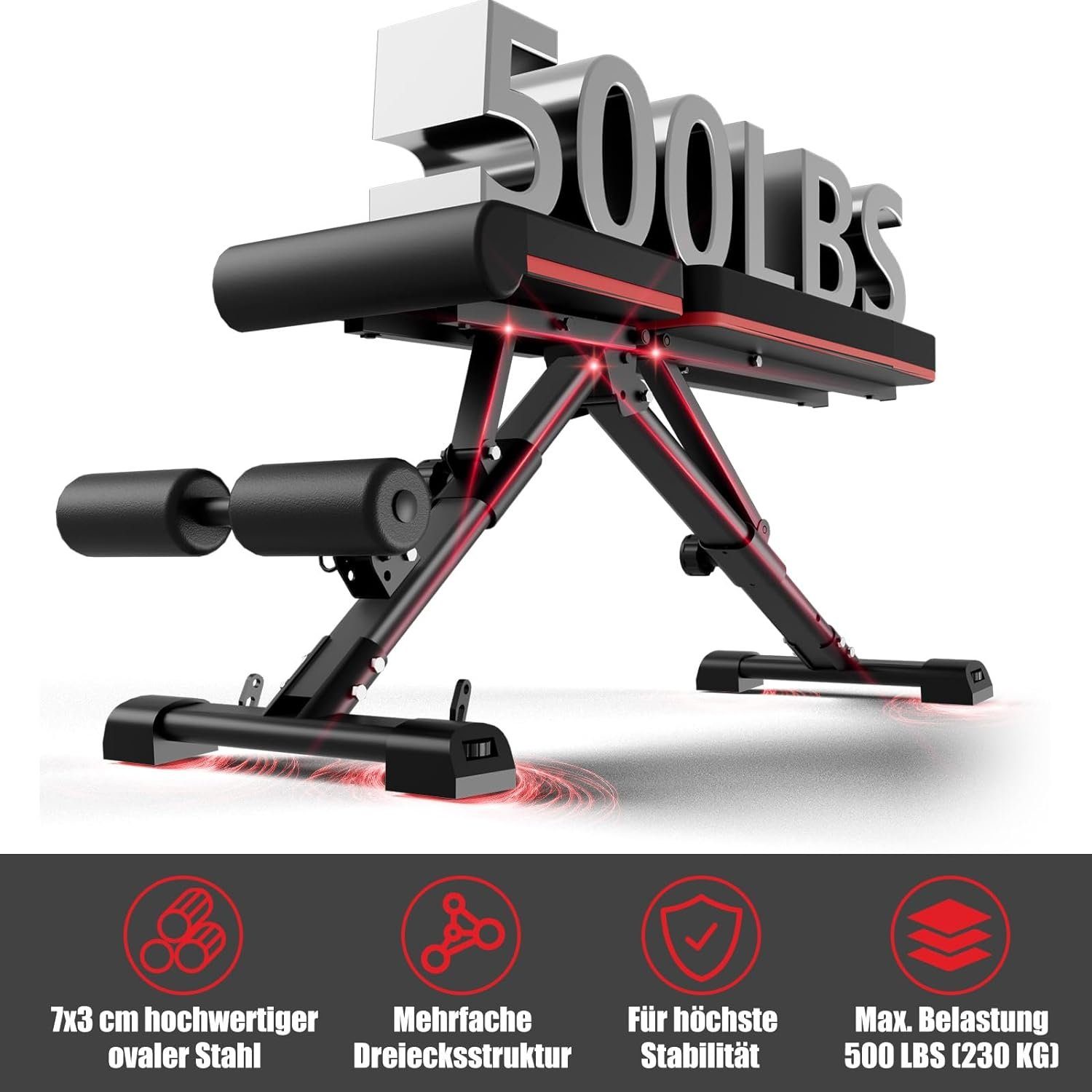 DH FitLife Hantelbank klappbar verstellbar, (7-fach verstellbare Rückenlehne & 3-fach Sitz, multifunktional für Flachbank & Schrägbank, stabil & platzsparend), Trainingsbank Fitnessbank multifunktional für Fitness u. Krafttraining