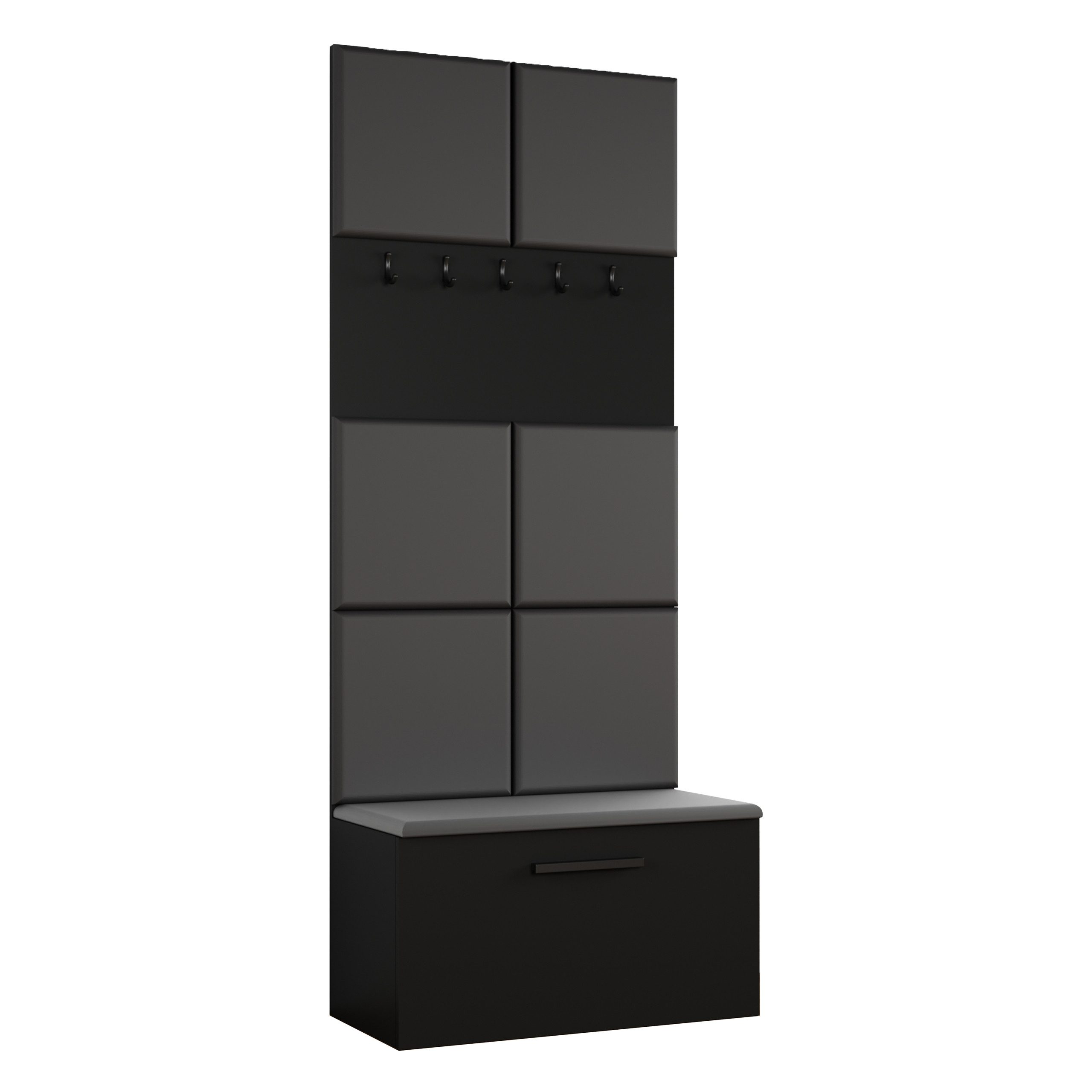 Masseno Garderobenschrank MODULO 80,6 x 204 cm Flurmöbel Garderoben-Set Schwarz