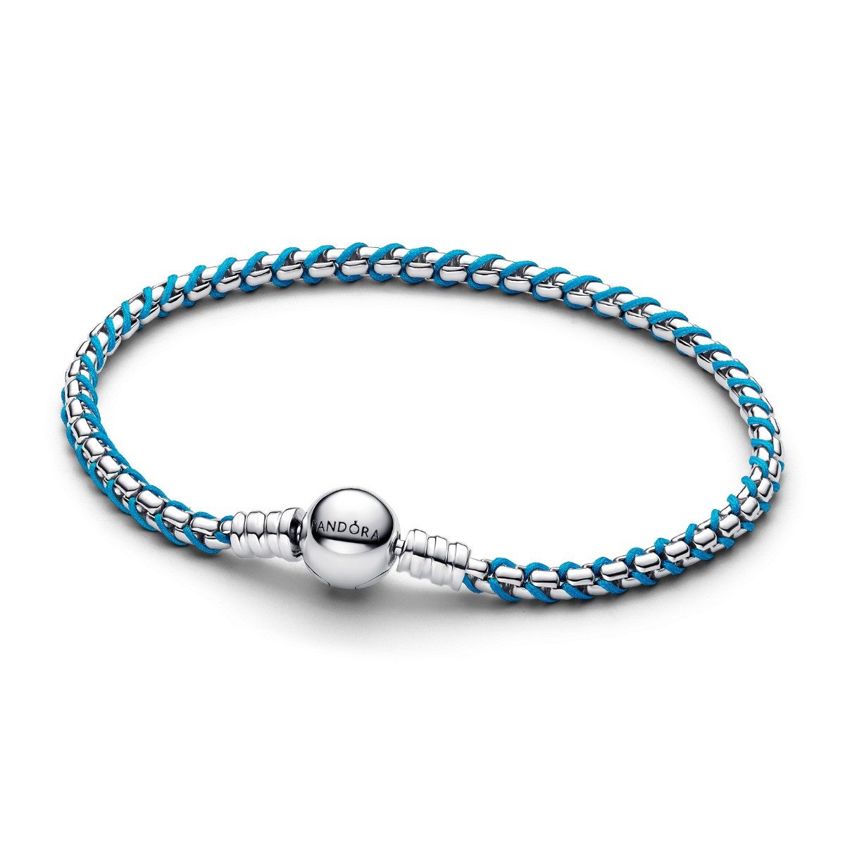 Pandora Armband Gliederarmband Blaue Kordel Sterling-Silber 593816C01-17 cm