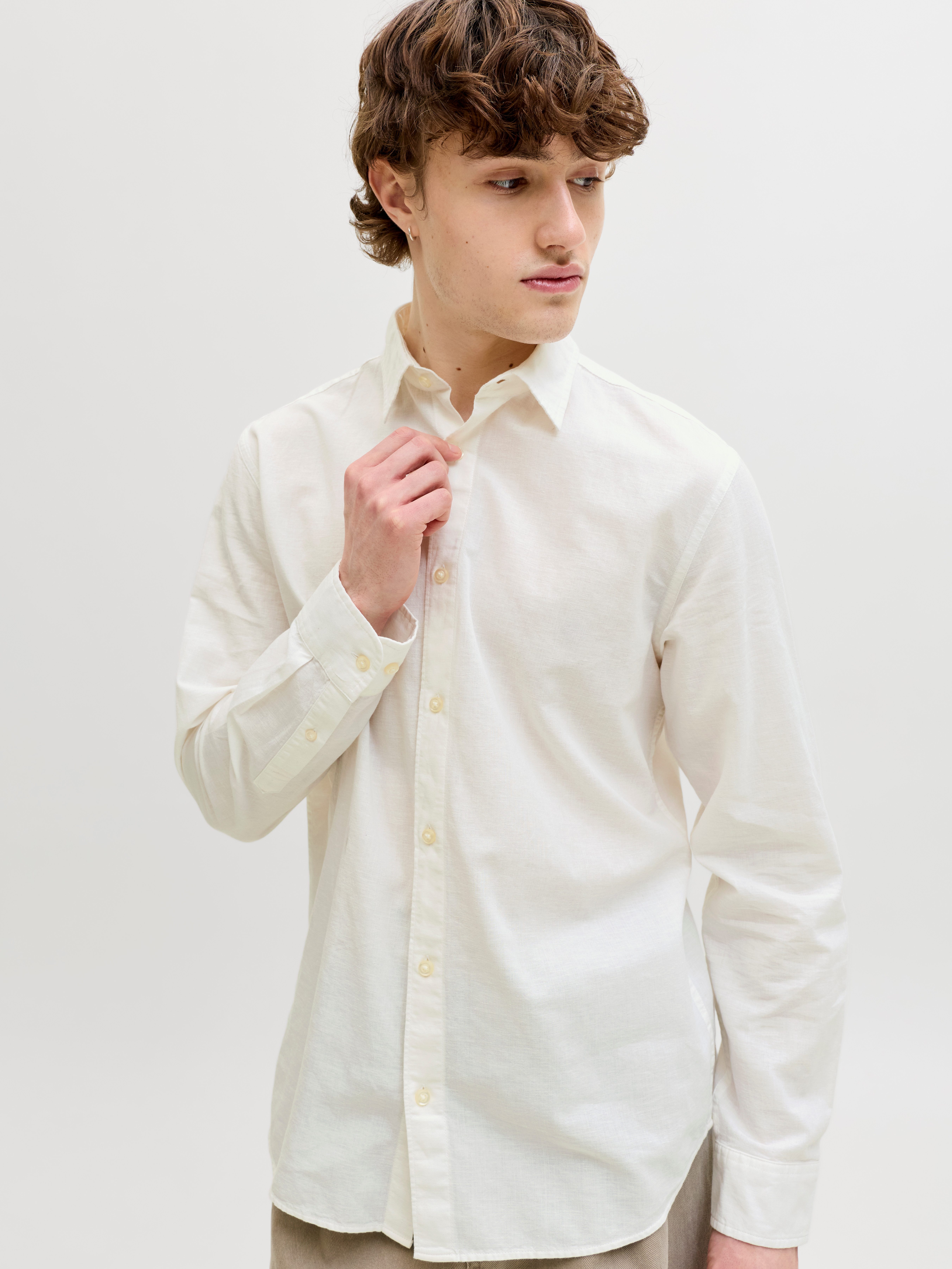 Jack & Jones Langarmhemd JJEBREEZE LINEN BLEND SHIRT L/S SN mit Knopfleiste günstig online kaufen