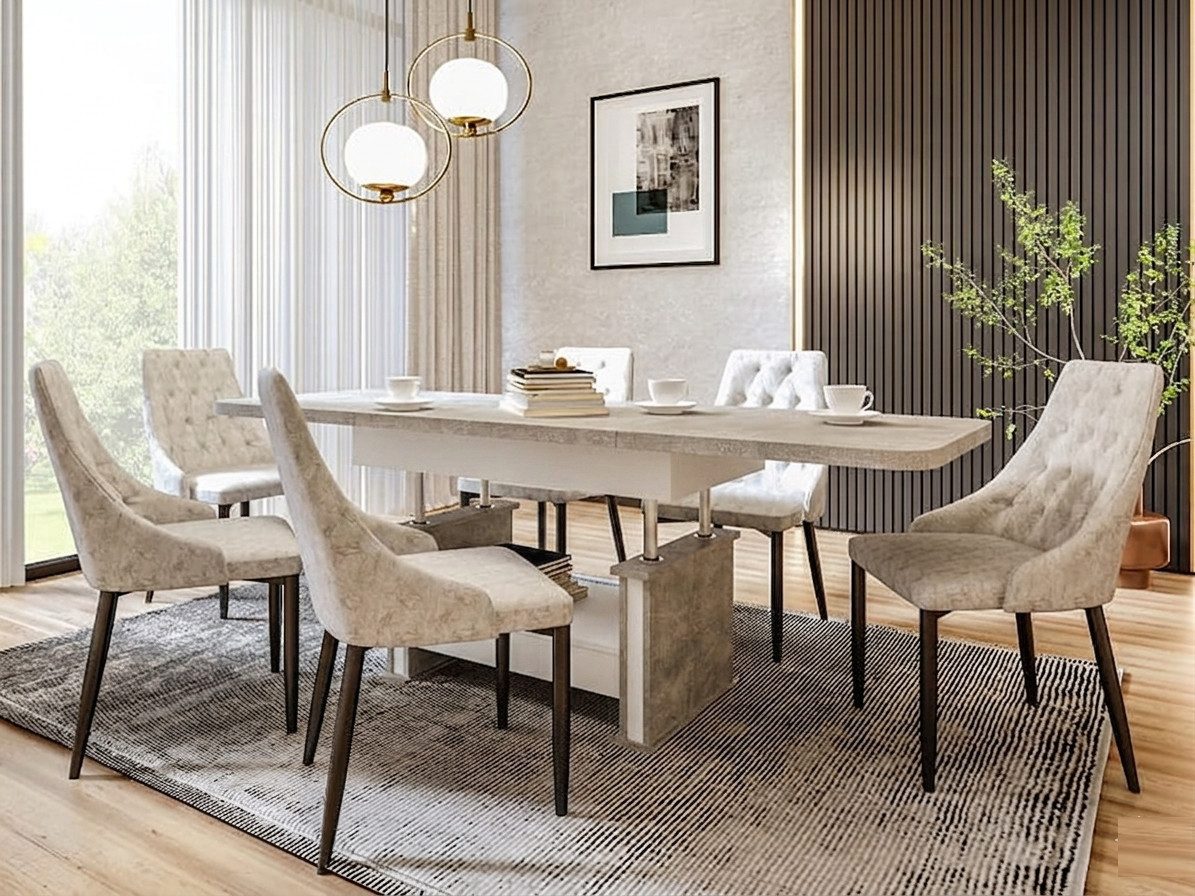 designimpex Couchtisch Design DA-555 höhenverstellbar ausziehbar 120/160/200 cm, Funktionstisch, Wohnzimmertisch, Tisch, Esstisch, Sofatisch, Schublade – Bild 3 von 5