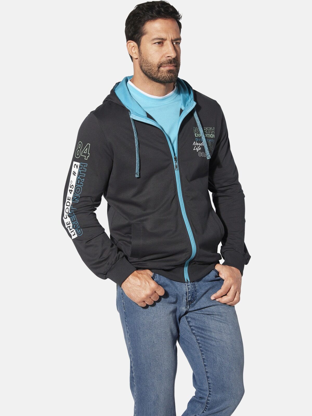 Jan Vanderstorm Kapuzensweatjacke RODERICH aus atmungsaktiver Baumwolle