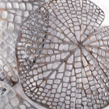 DESIGN DELIGHTS Wanddekoobjekt WAND DEKO "LEAVES BIG", Metall, antik-silber, 97 cm, Wandbild