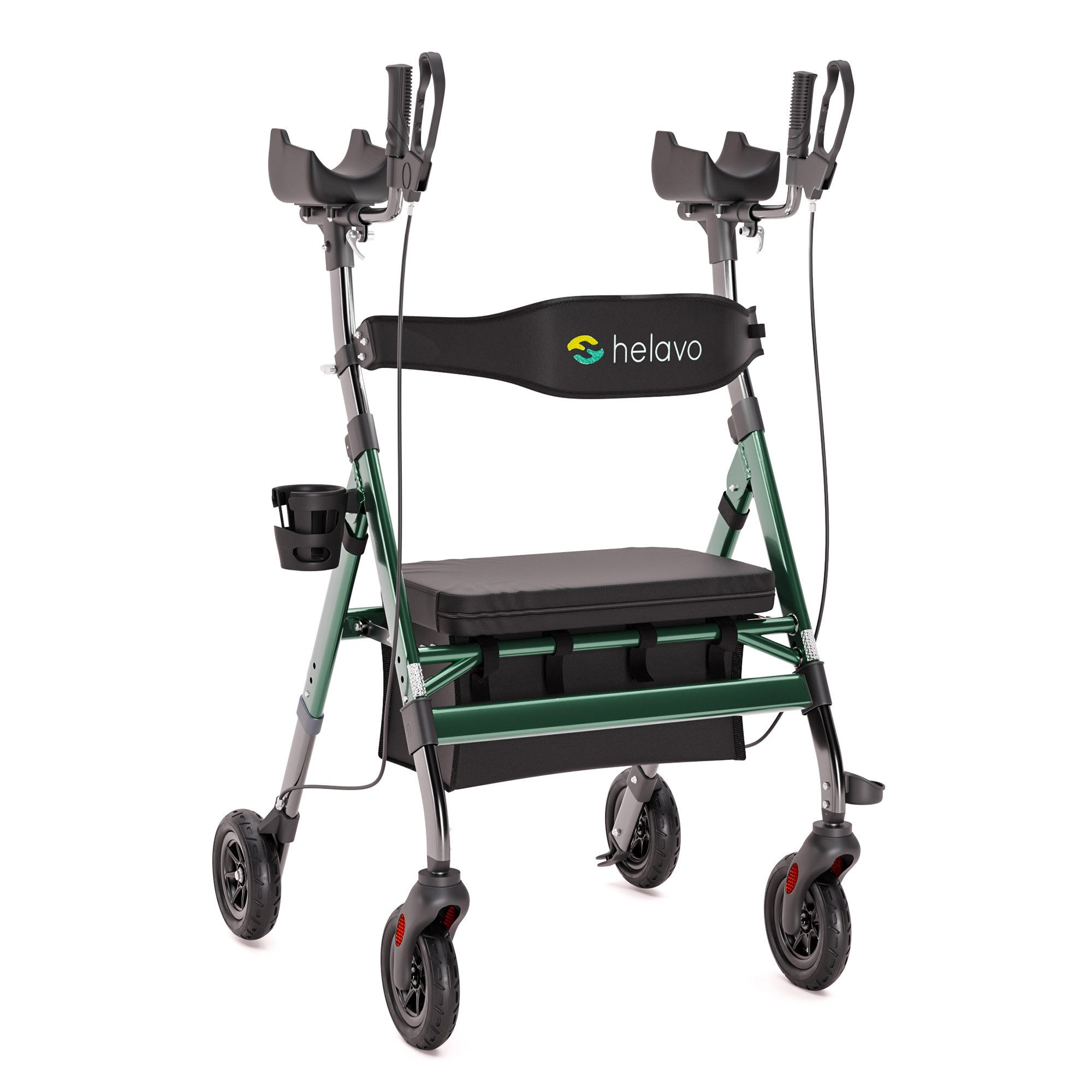 Helavo Rollator H1360, Upright Schwerlastrollator mit Unterarmstützen, Sitz & Tasche