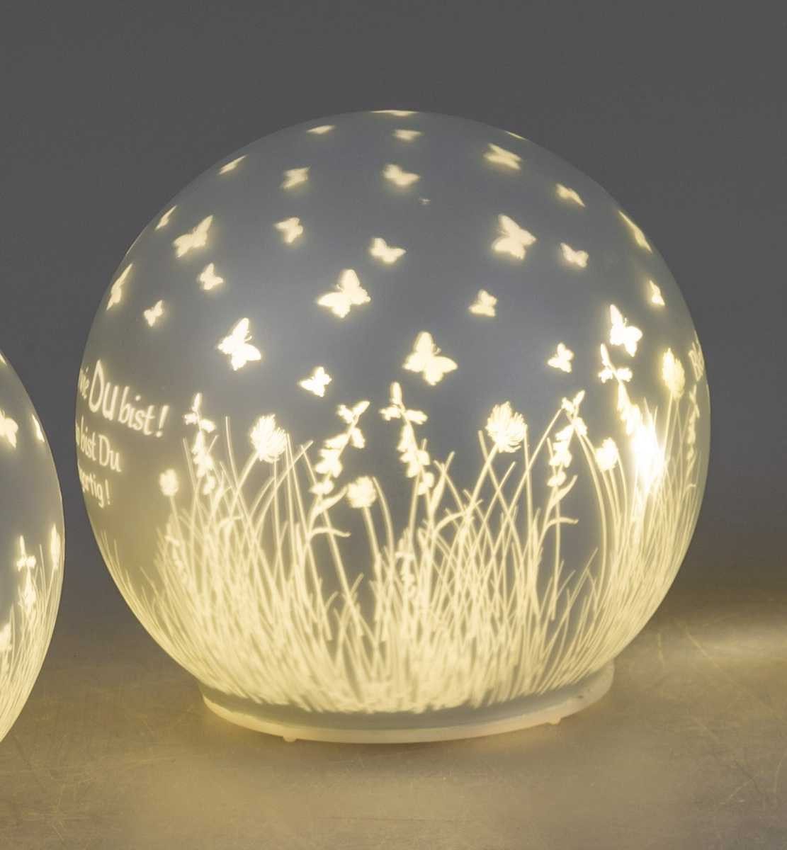 LED Dekolicht Kugel weiß Bleib so wie du bist 10cm 12cm 15cm