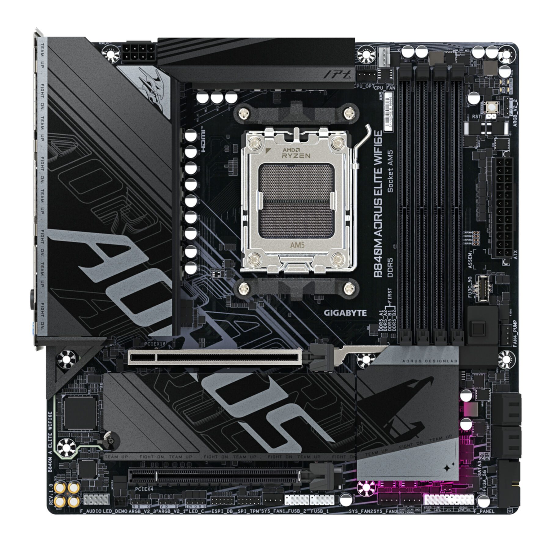 Gigabyte B840M AORUS ELITE WIFI6E Mainboard – AMD Ryzen 9000 Prozessoren, 10+2+ Mainboard