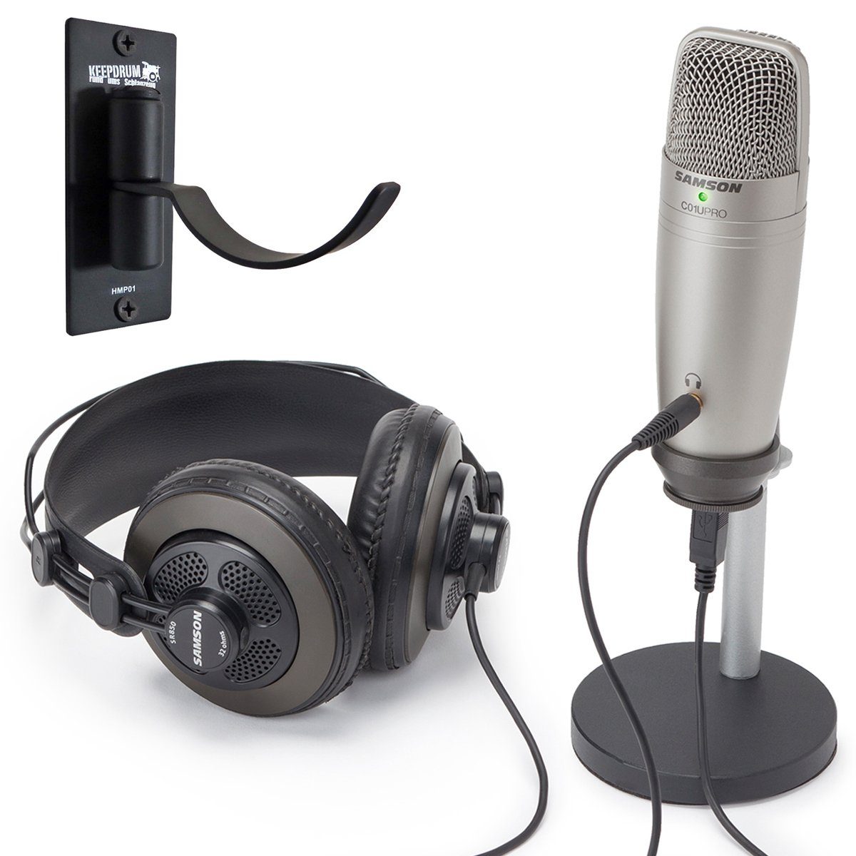 Samson Mikrofon C01U Pro Podcast Set mit Kopfhörerhalter