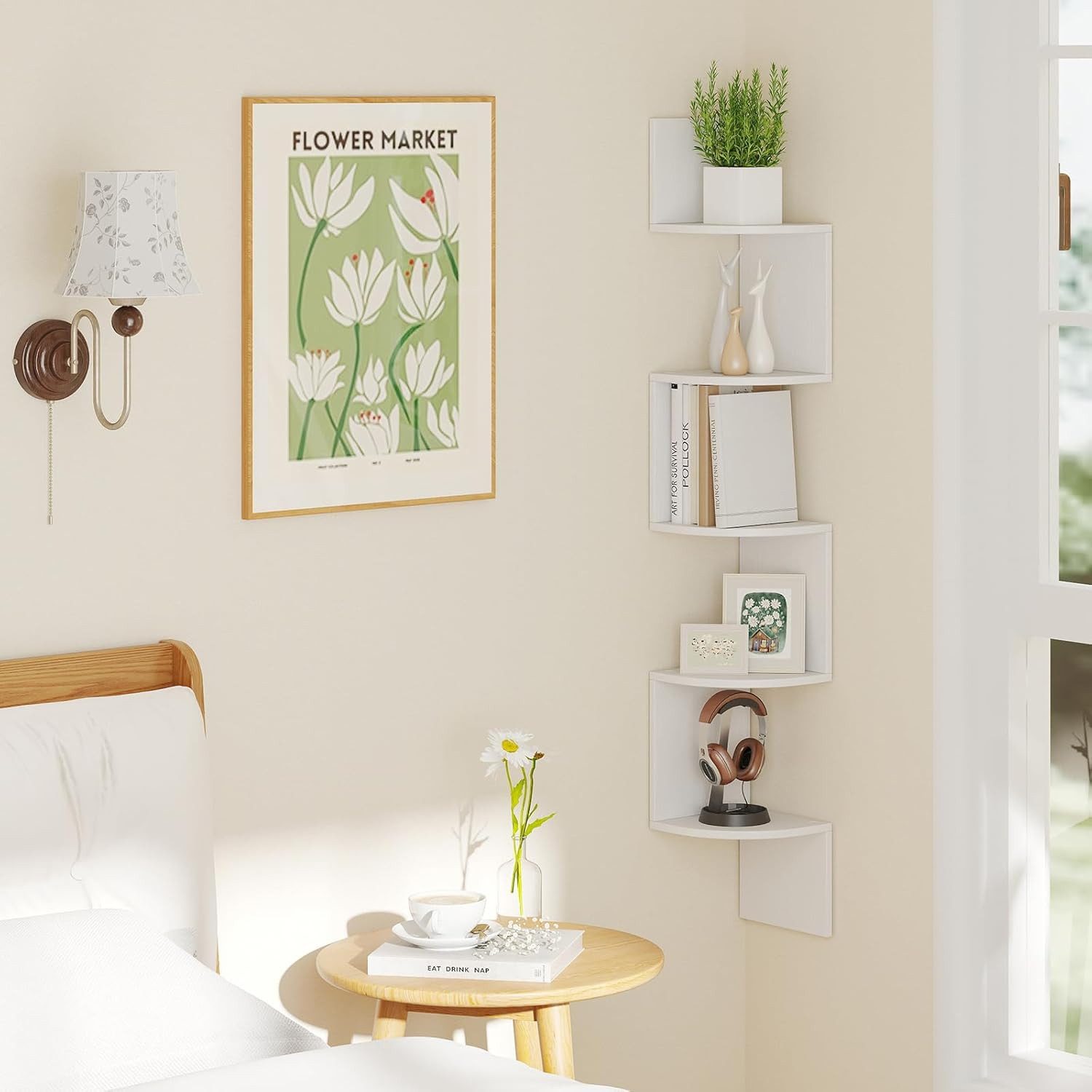 BlingBin Eckregal 5 Ebenen, Schweberegal, Regal Wandmontage, Zickzack-Form, 1er set 1-tlg., Vielseitiger Stauraum,  Einfache Montage, Modernes Zickzack-Design