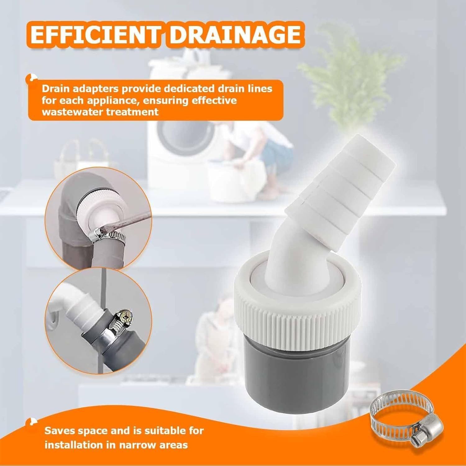 FELIXLEO Schlauchadapter Waschmaschine Abflussadapter 1 1/4 Zoll Winkelanschluss Siphon Set, (4-St)