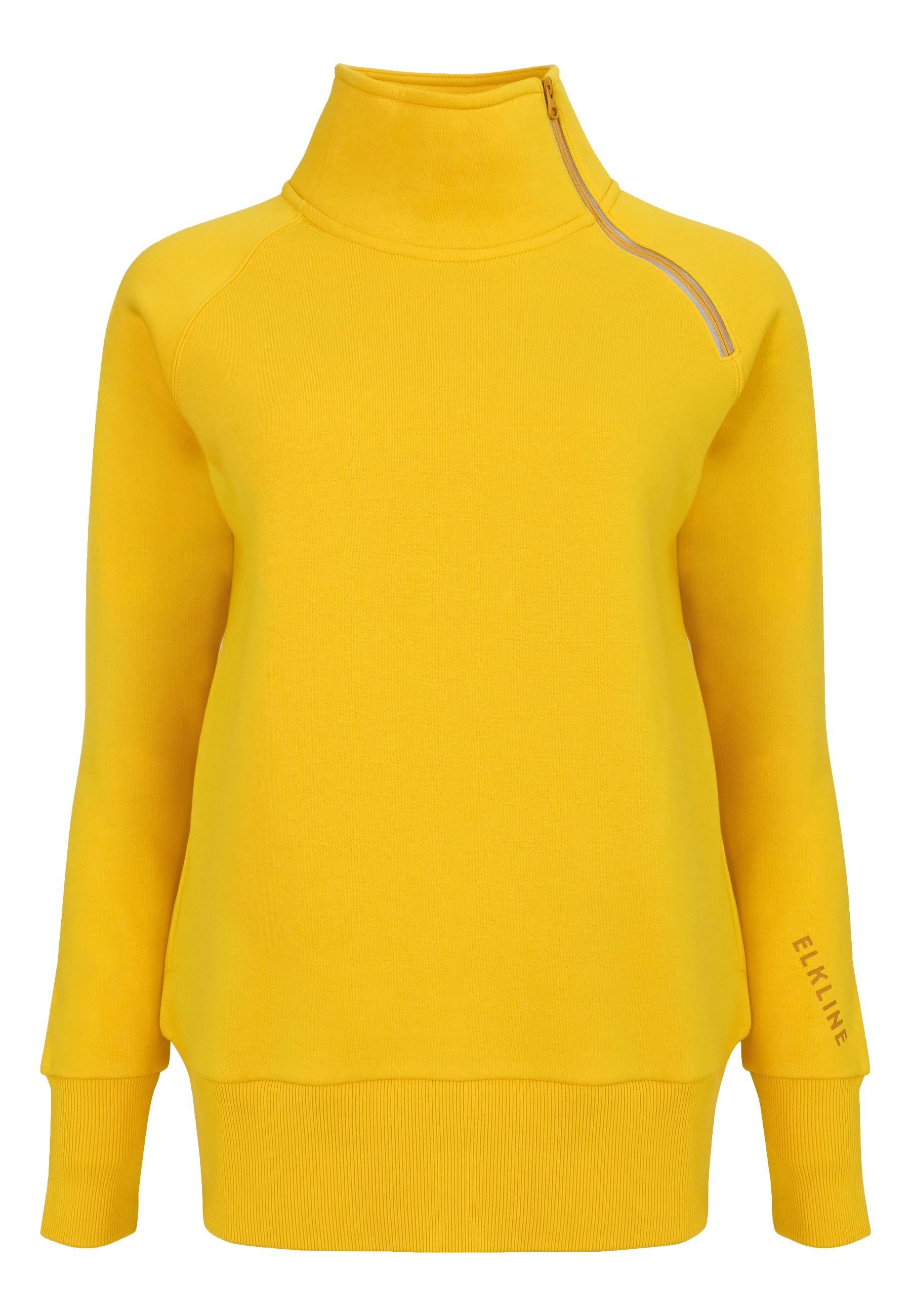 Elkline Sweatshirt Performance Stehkragen lemon Seitentaschen und mit Reißverschluss