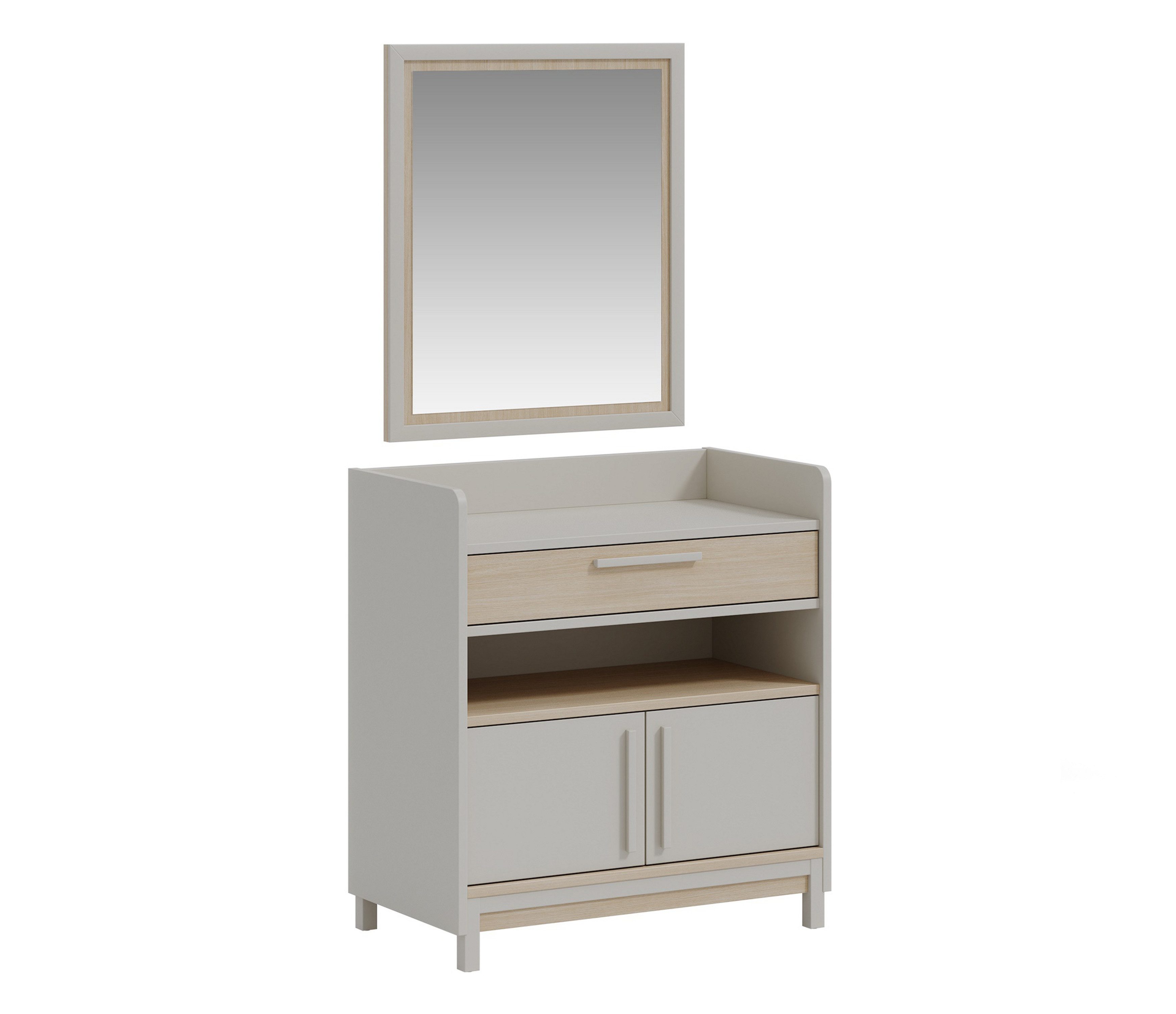 Möbel-Zeit Kommode COOL Grau & Natur – Sideboard mit Soft-Close, Schublade & 2 Türen