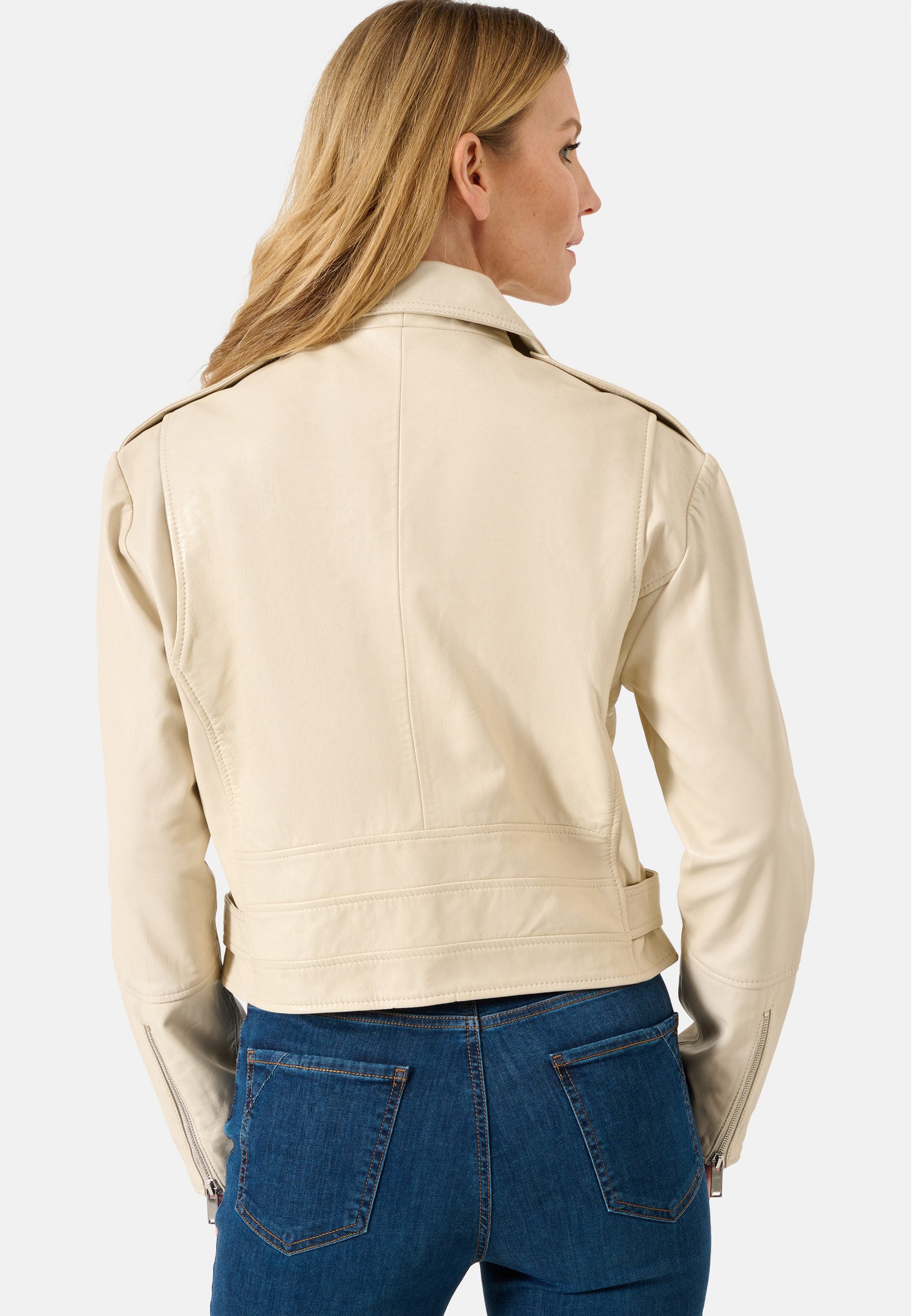 RICANO Lederjacke Hera Lederjacke mit Gürtel und Reverskragen