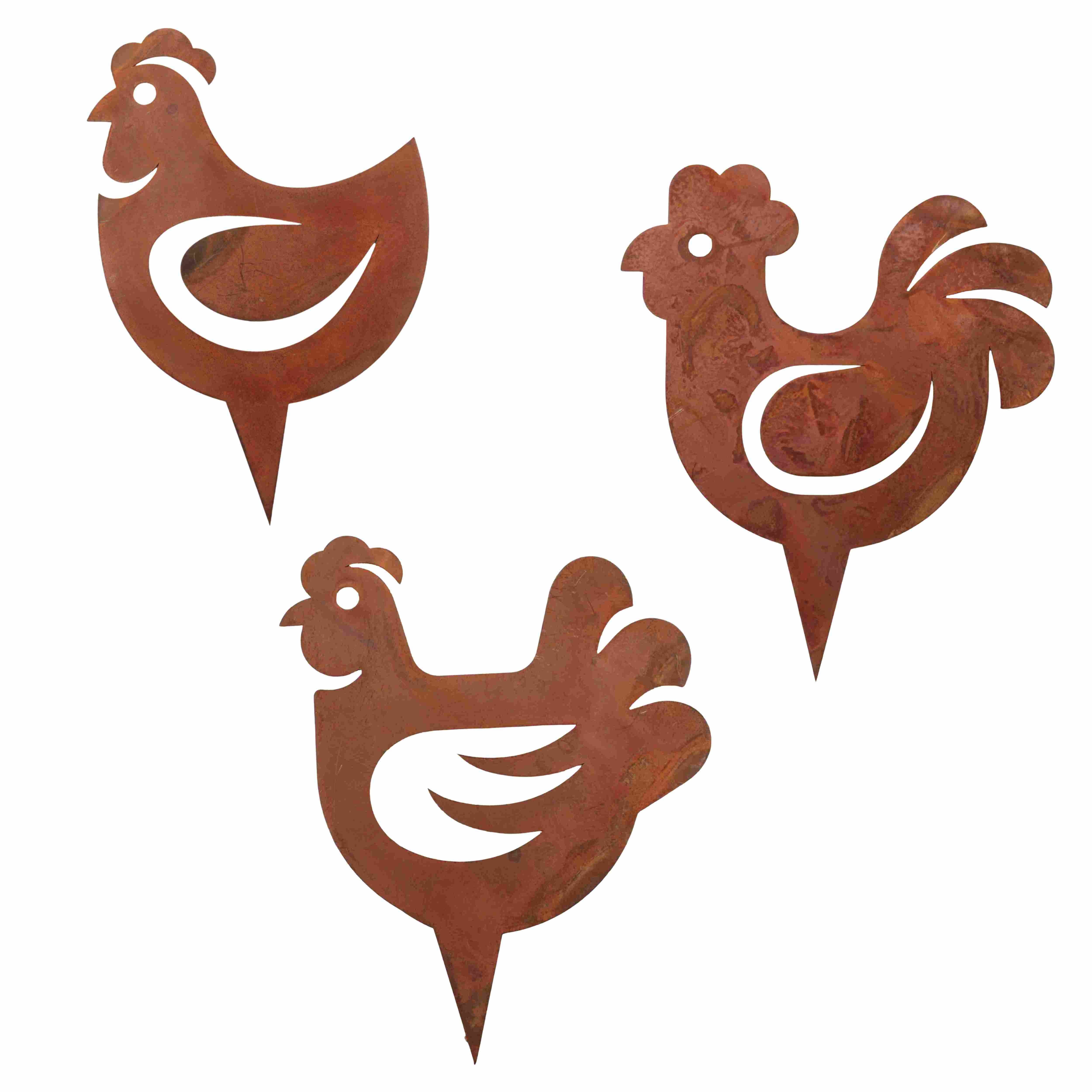 Rostikal Dekofigur Hahn und Huhn Gartenstecker, günstig online kaufen