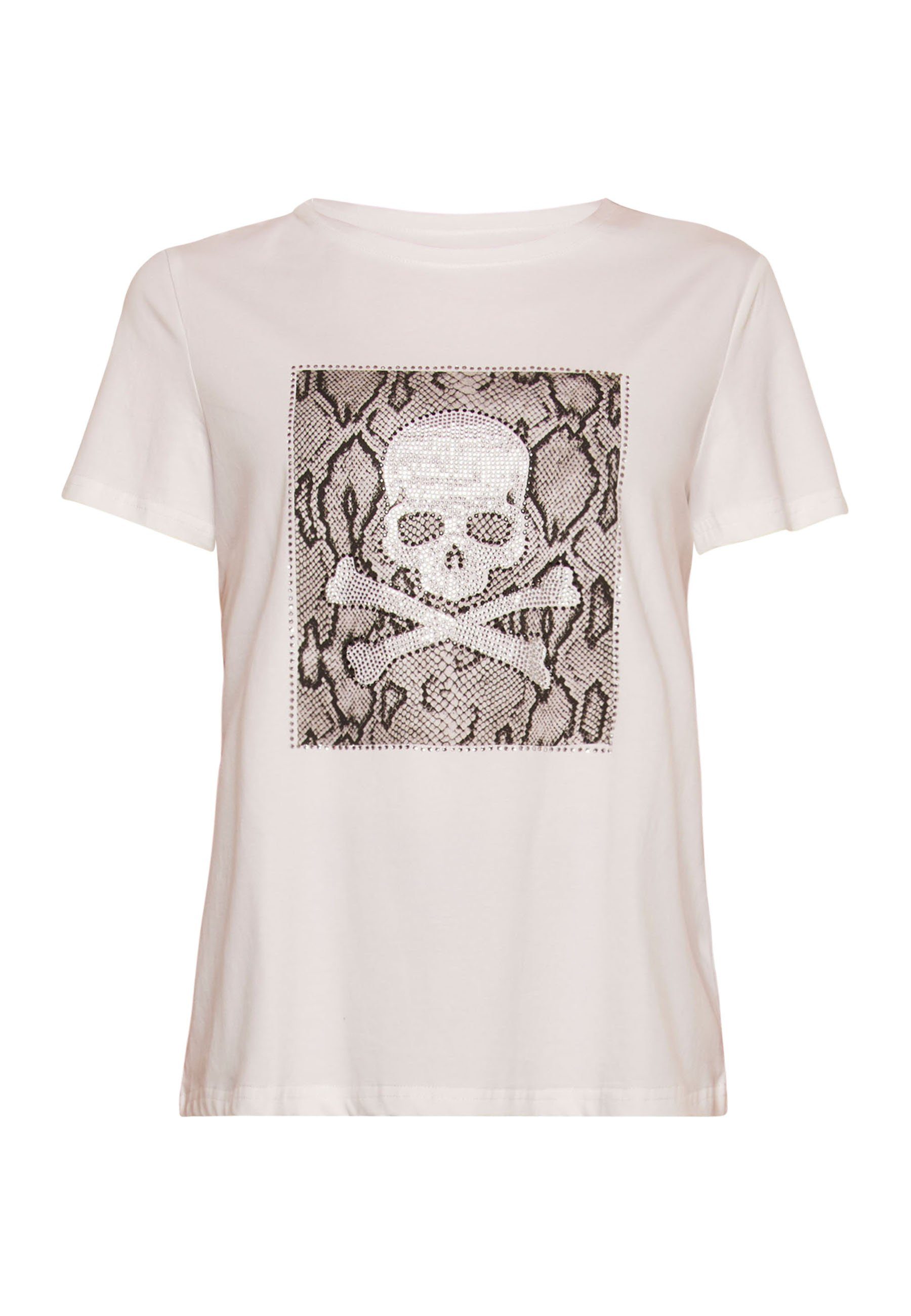 Tooche Print-Shirt Totenkopf T-shirt weiss