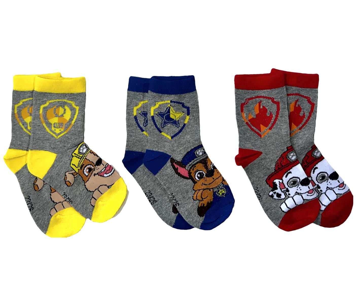 PAW PATROL Feinsocken 3x PAW PATROL Kindersocken Jungen Strümpfe Mädchen Socken Kniestrümpfe 3 er PACK Gr.23 24 25 26 27 28 29 30 31 32 33 34
