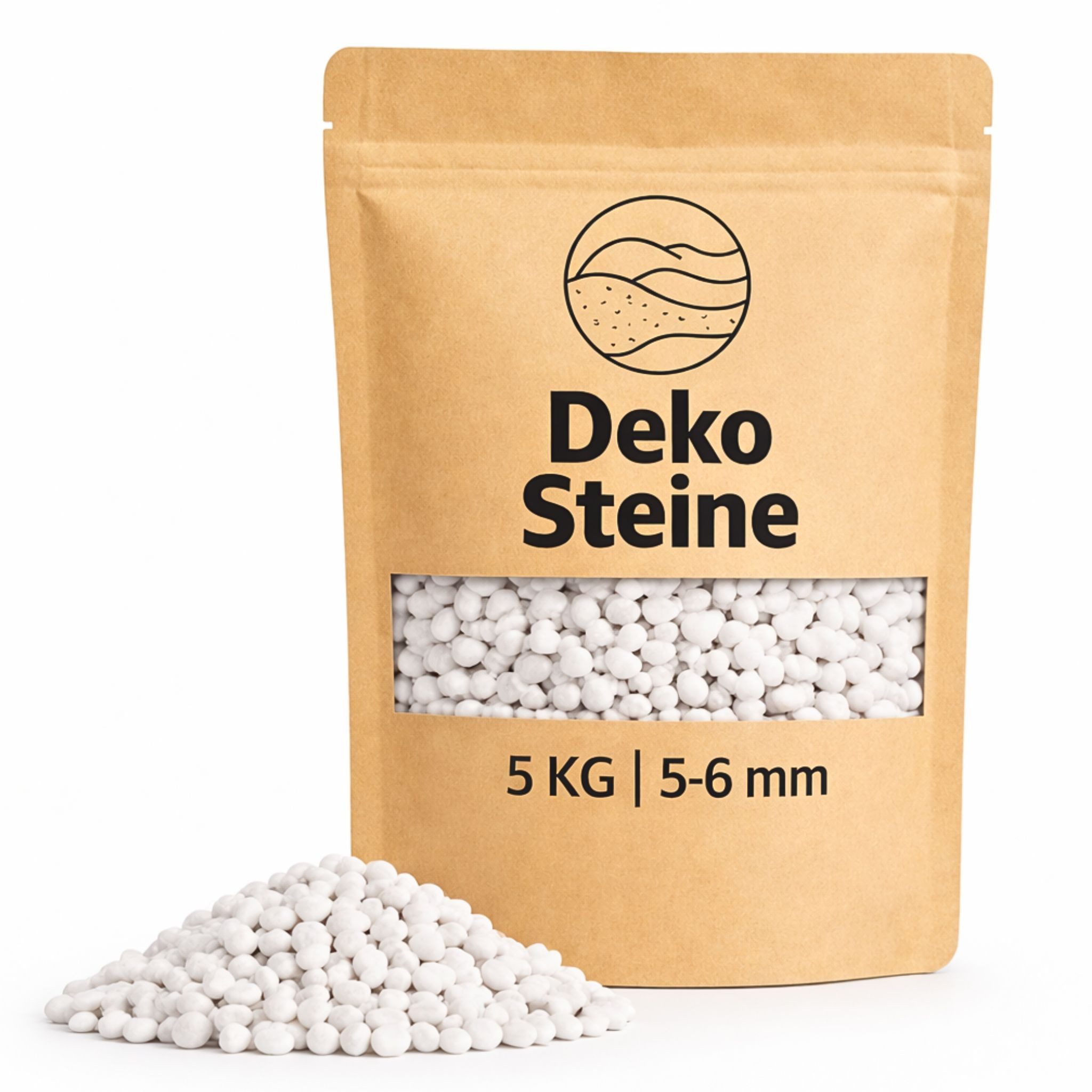 matches21 HOME & HOBBY Dekosand Kleine Deko-Steine weiß Ø 5-8 mm als Vasen Glas-Füllung Streudeko (1-St), Farbige Deko-Steine als bunte Tischdeko Hochzeitsdeko