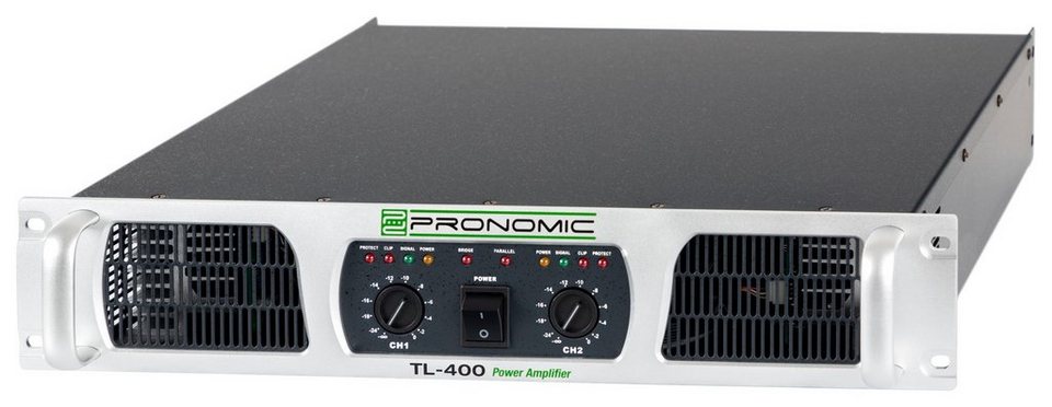 Pronomic TL-400 Endstufe Verstärker (Anzahl Kanäle: 2 Kanal Lautsprecher-  Schraubklemmen, 2000 W, Stereo-Leistungsverstärker mit 2x 1000 Watt an 2  Ohm)