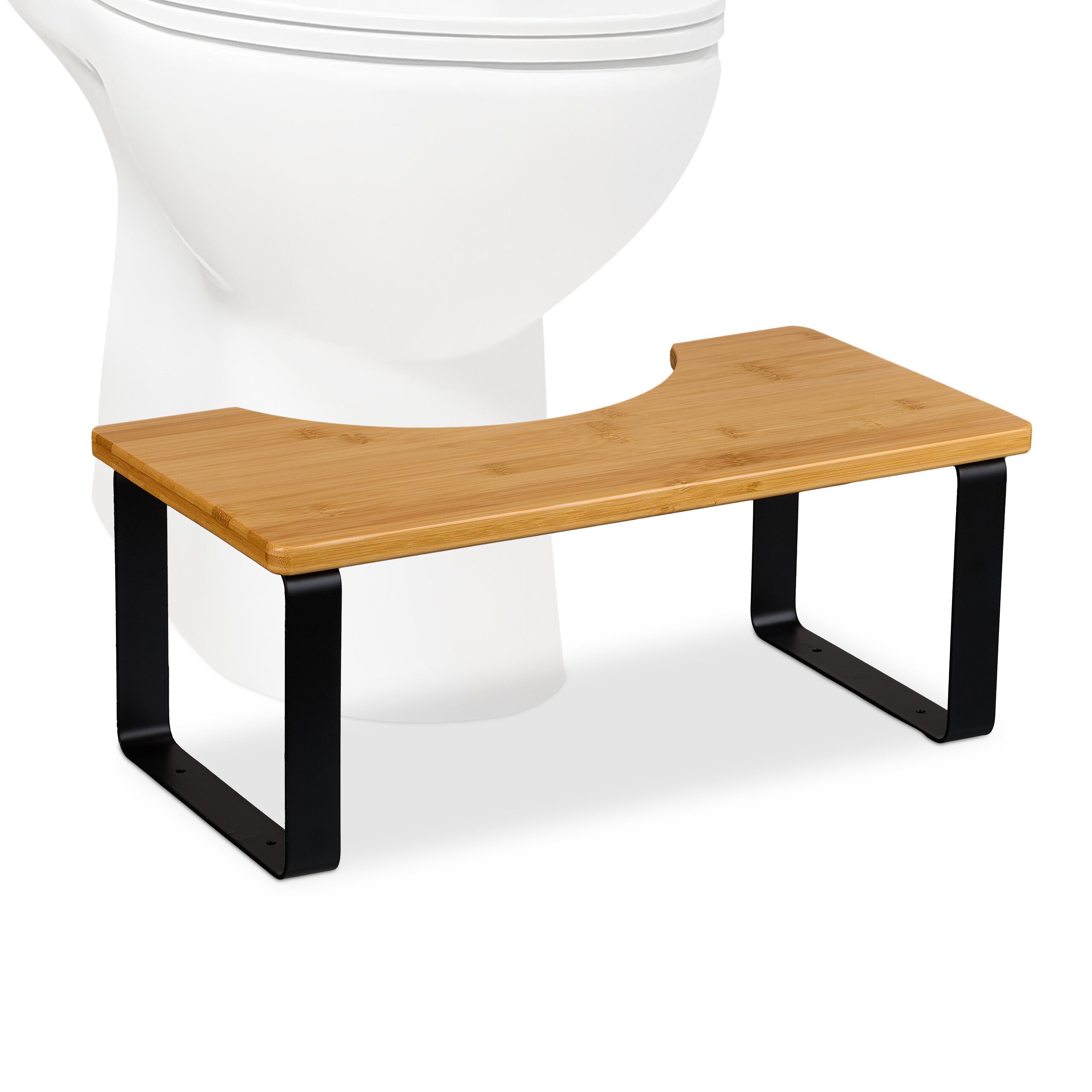 relaxdays Badhocker Toilettenhocker Bambus & Metall günstig online kaufen