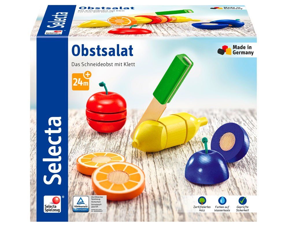 Selecta Lernspielzeug Selecta Kleinkindwelt Holz Obstsalat Das Schneideobst mit Klett 62070