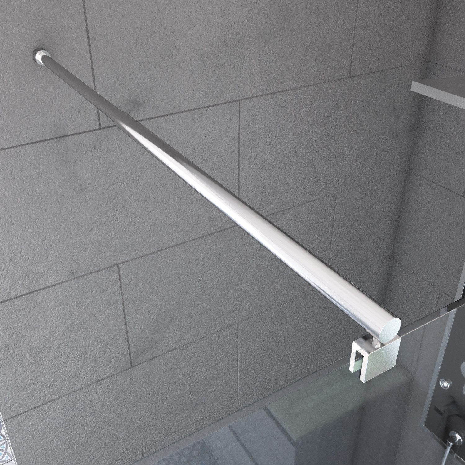 Marwell Duschwand-Stabilisationsstange Parma, verstellbar 70 bis 100 cm, für Glasstärken von 6-8 mm