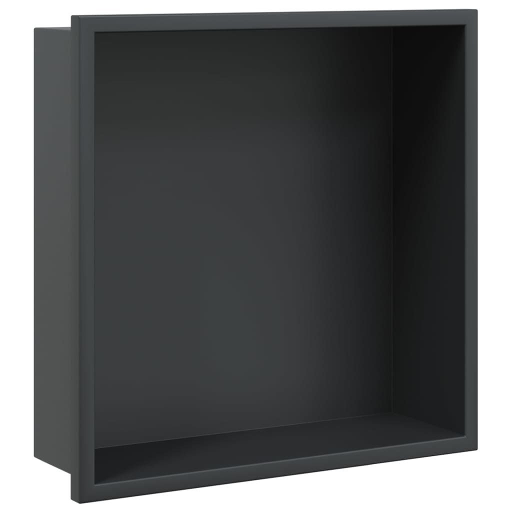 vidaXL Duschwand Duschnische Mattschwarz 32x32x9 cm Edelstahl