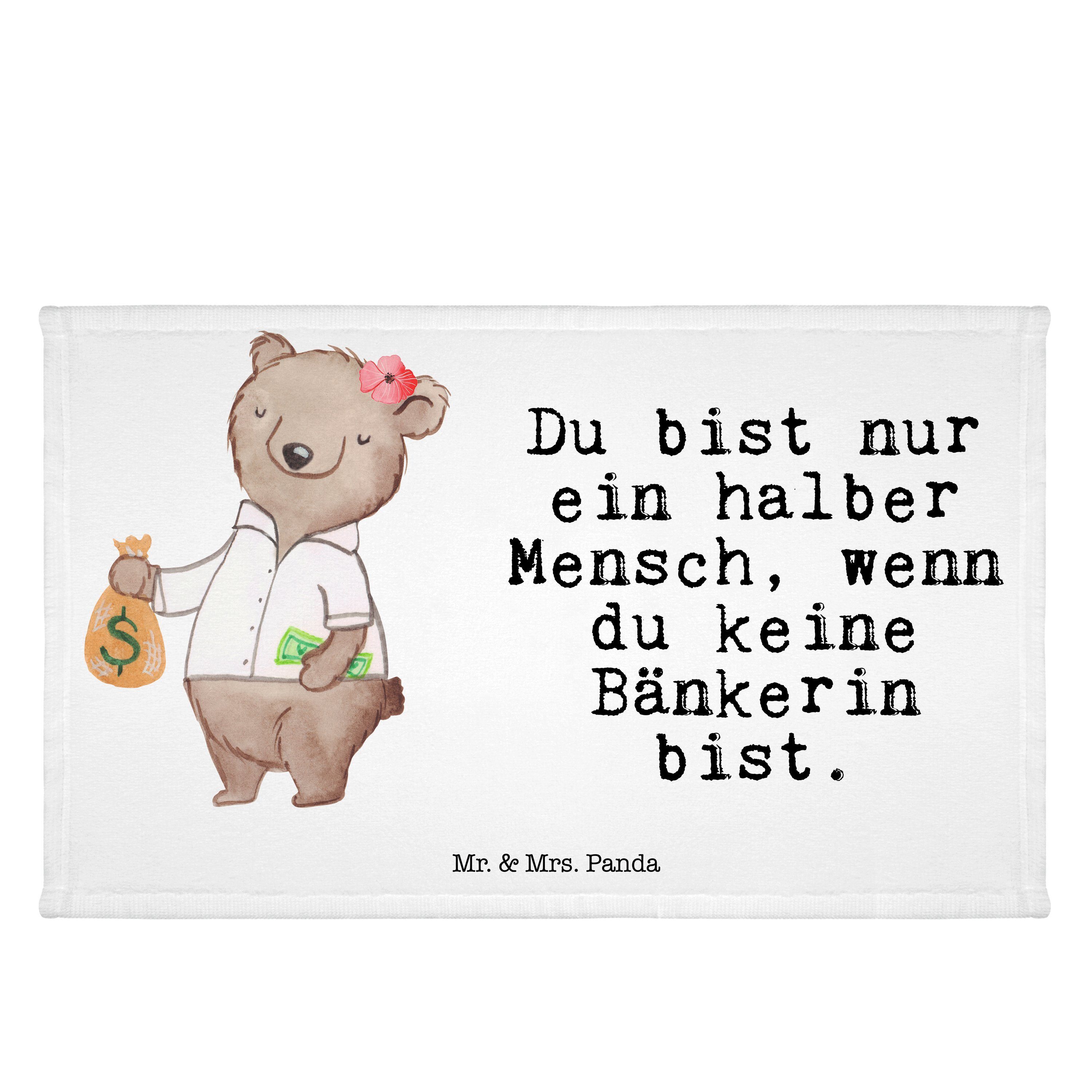 Mr. & Mrs. Panda Handtuch Bänkerin mit Herz - Weiß - Geschenk, Kinder Handtuch, Sport Handtuch, (1-St)