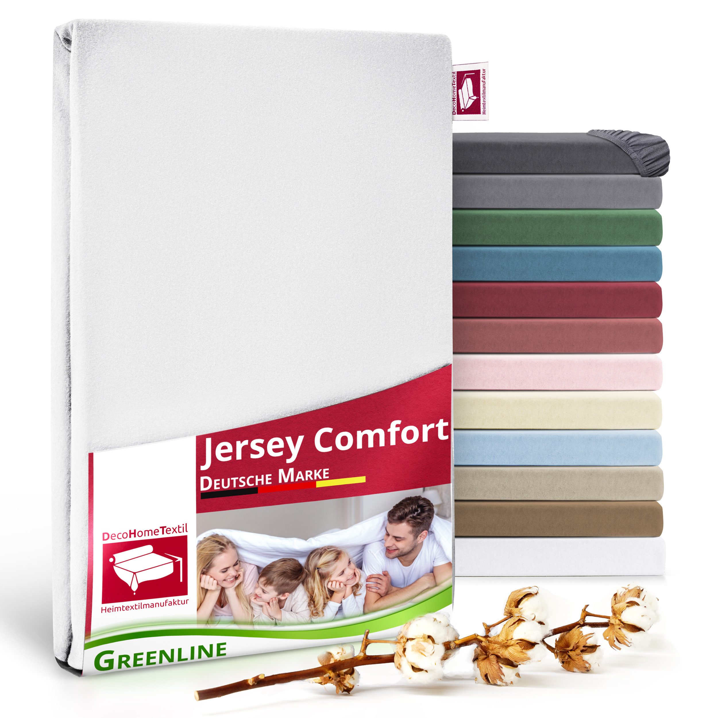 DecoHomeTextil Heimtextilmanufaktur Spannbettlaken Greenline Spannbettlaken Premium Jersey aus 100% Baumwolle