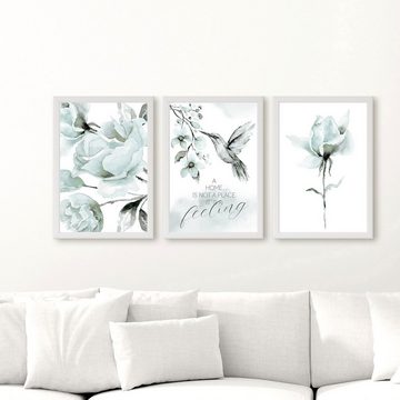 homestyle-accessoires Poster Bilderset A HOME IS NOT A PLACE IT'S A FEELING 3er SET DIN A4 ODER DIN A3 Prints --- VERSANDKOSTENFREI ---, Ohne Bilderrahmen