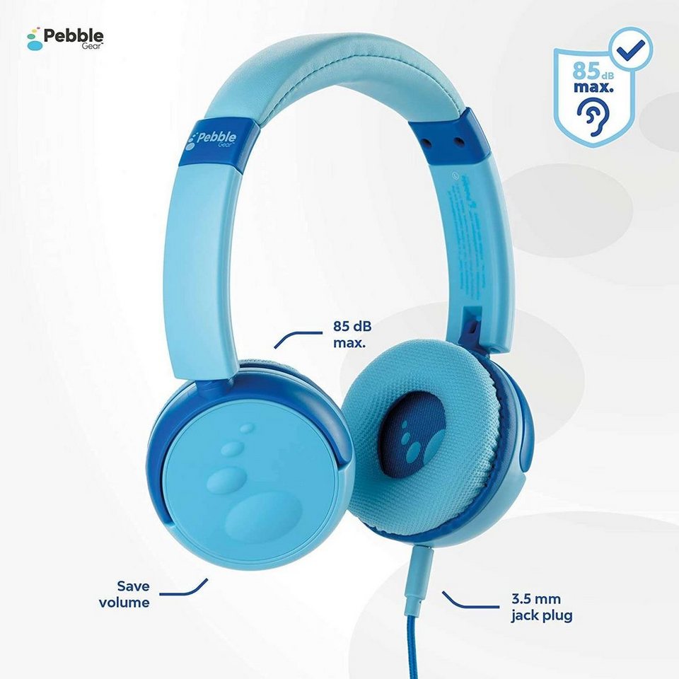 Pebble Gear Kinderkopfhörer blau/ pink - kindersicher 85 dB  Lautstärkebegrenzung Kinder-Kopfhörer (3,5mm Klinke faltbar, Kids-Design),  Kindersicher mit 85 dB Lautstärkebegrenzung