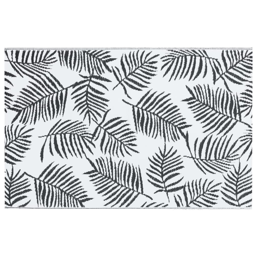 vidaXL Outdoorteppich 190 x 290 cm Teppich Outdoor 190x290 cm Kunststoff Weiß Schwarz für Te, Höhe: 290 mm