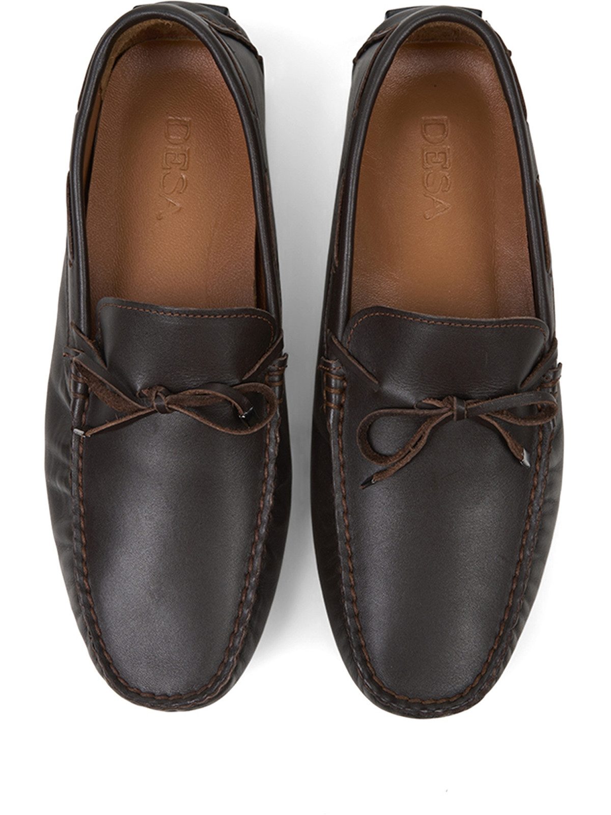 Desa DESA Herren-Schnürschuhe aus braunem Leder mit runder Zehenpartie Walkingschuh