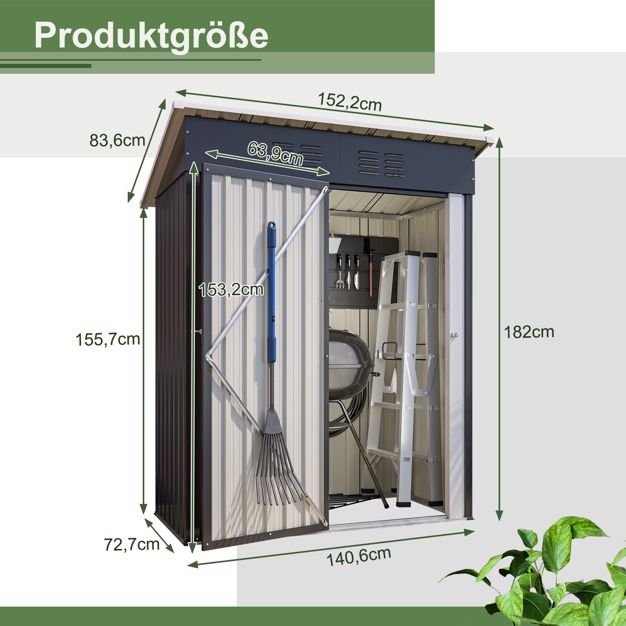 Thanaddo Gartenhaus Metall Gerätehaus Geräteschuppen Inkl. Metallfundament, günstig online kaufen