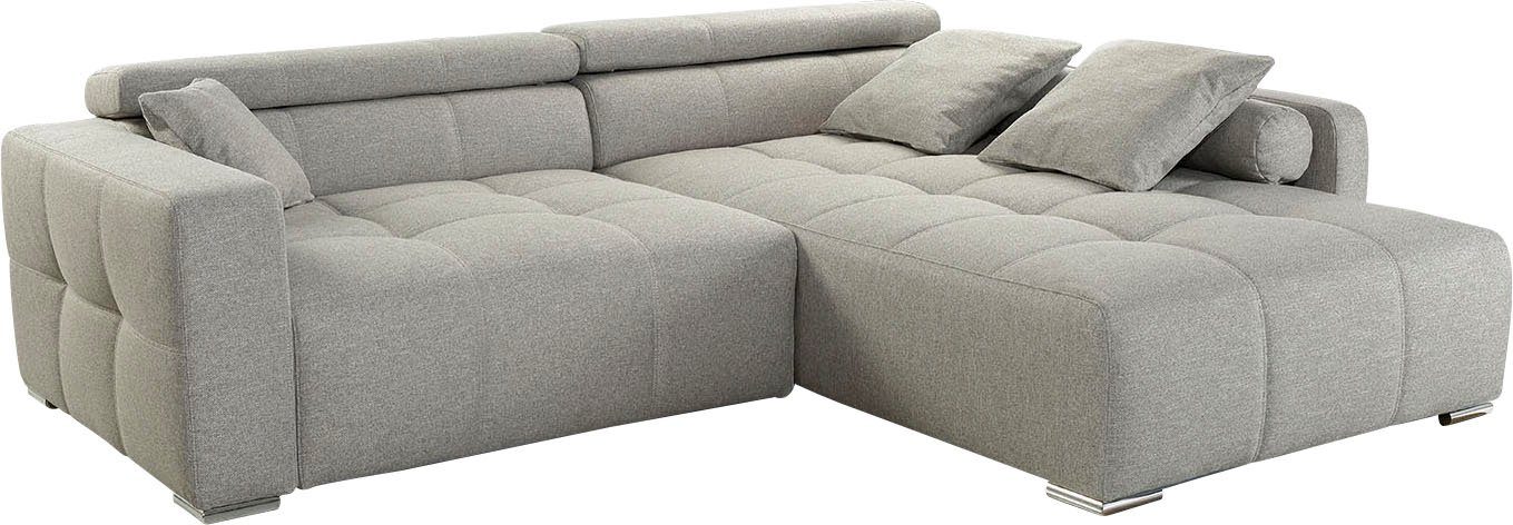 im Big-Sofa-Style, Rückenteilverstellung Zierkissen Kopf- Gruppe Salerno, und mit bzw. beige Jockenhöfer Ecksofa