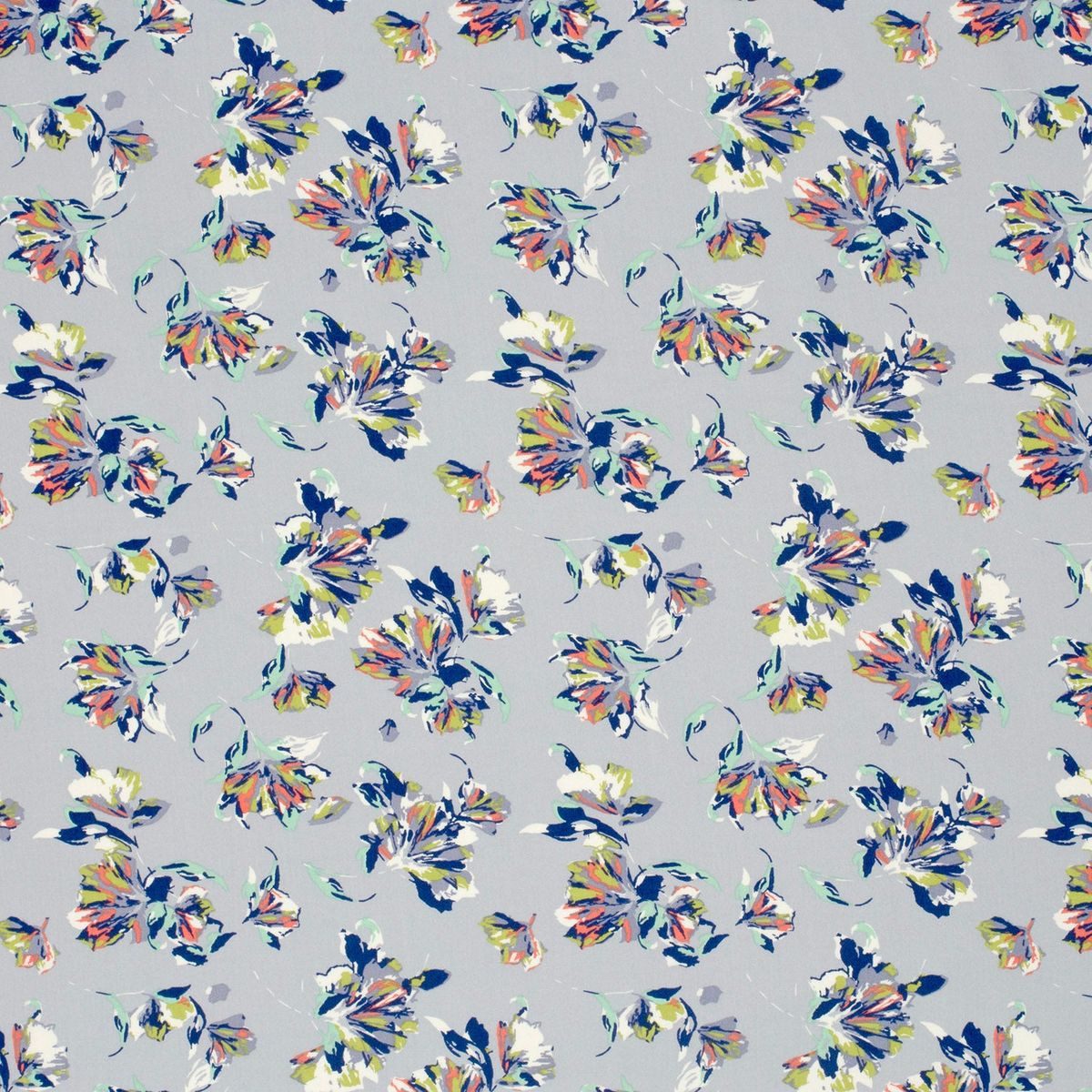Stoff Viskose Stoff Popeline Blumen hellblau 145cm Breite