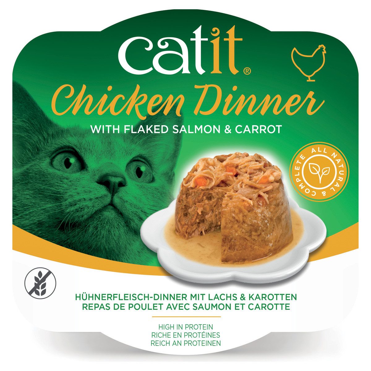 Catit Dinner Huhn mit Lachs & Karotte 80 g, Nassfutter für: Katze von Catit