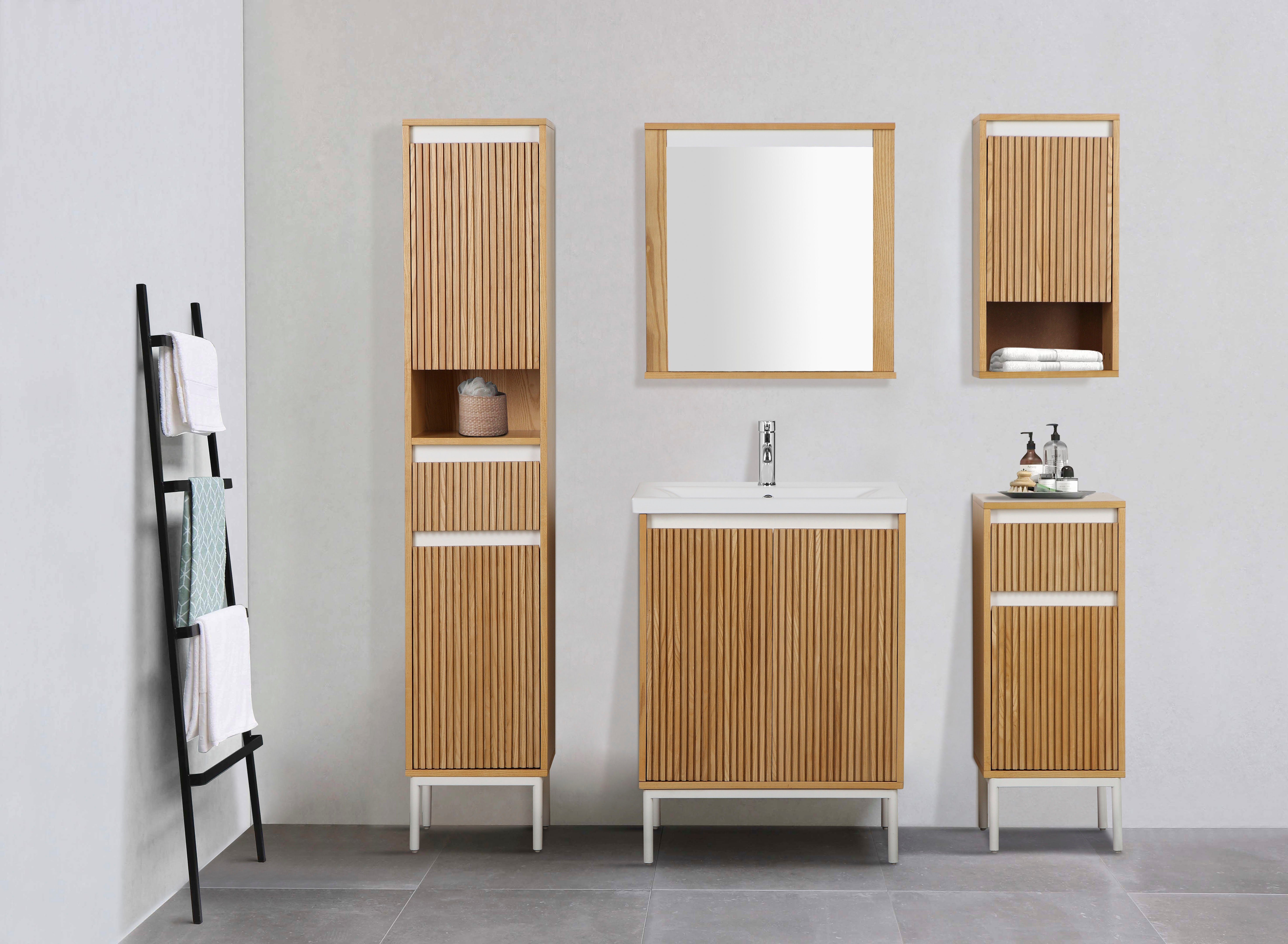 andas Badspiegel Falun, Badspiegel mit Breite Ablage, cm 55